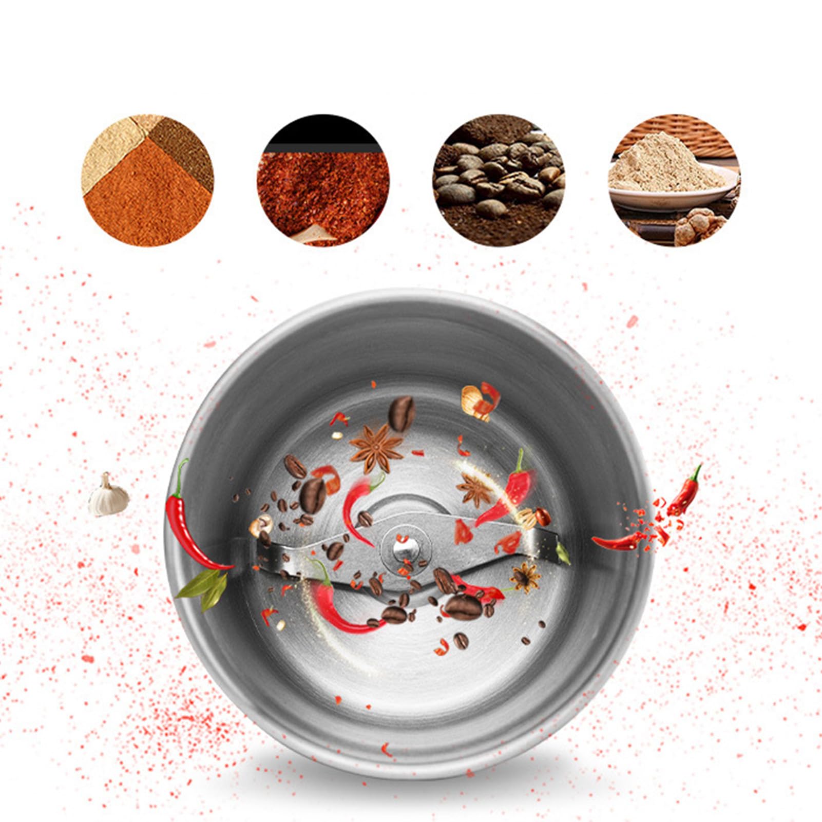Molinillo de Especias de una Sola Hoja, Picador de Alimentos, Ajo, Carne, Molinillo de Hierbas, Uso Dual Húmedo Y Seco, Molinos de Granos de Acero Inoxidable Multifunción, Molinillo de(#1)
