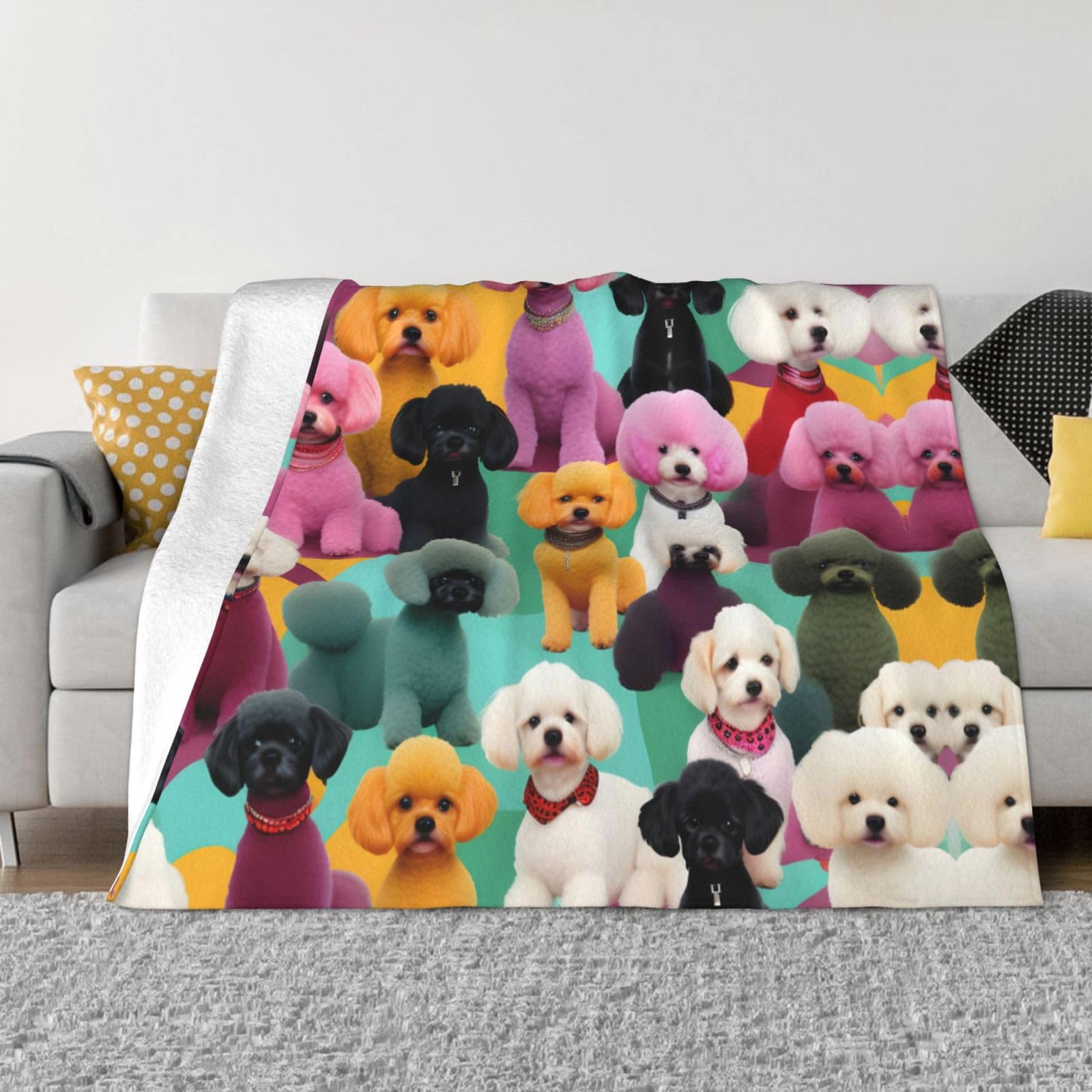 Couverture polaire premium imprimé caniche en flanelle d'une douceur absolue