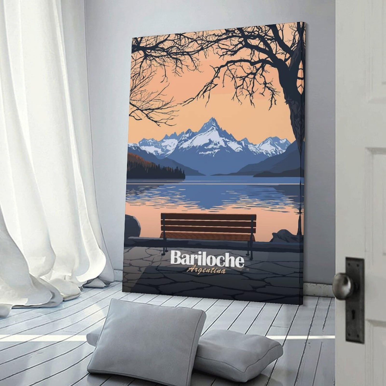 Junmoney Frame-Style-6 Wall Picture Print Bariloche, Argentina Landscape, 20X30inch(50X75cm), For Wall Displays, Bedrooms Or Room Updates, Wall Decor Suited To Curated Displays