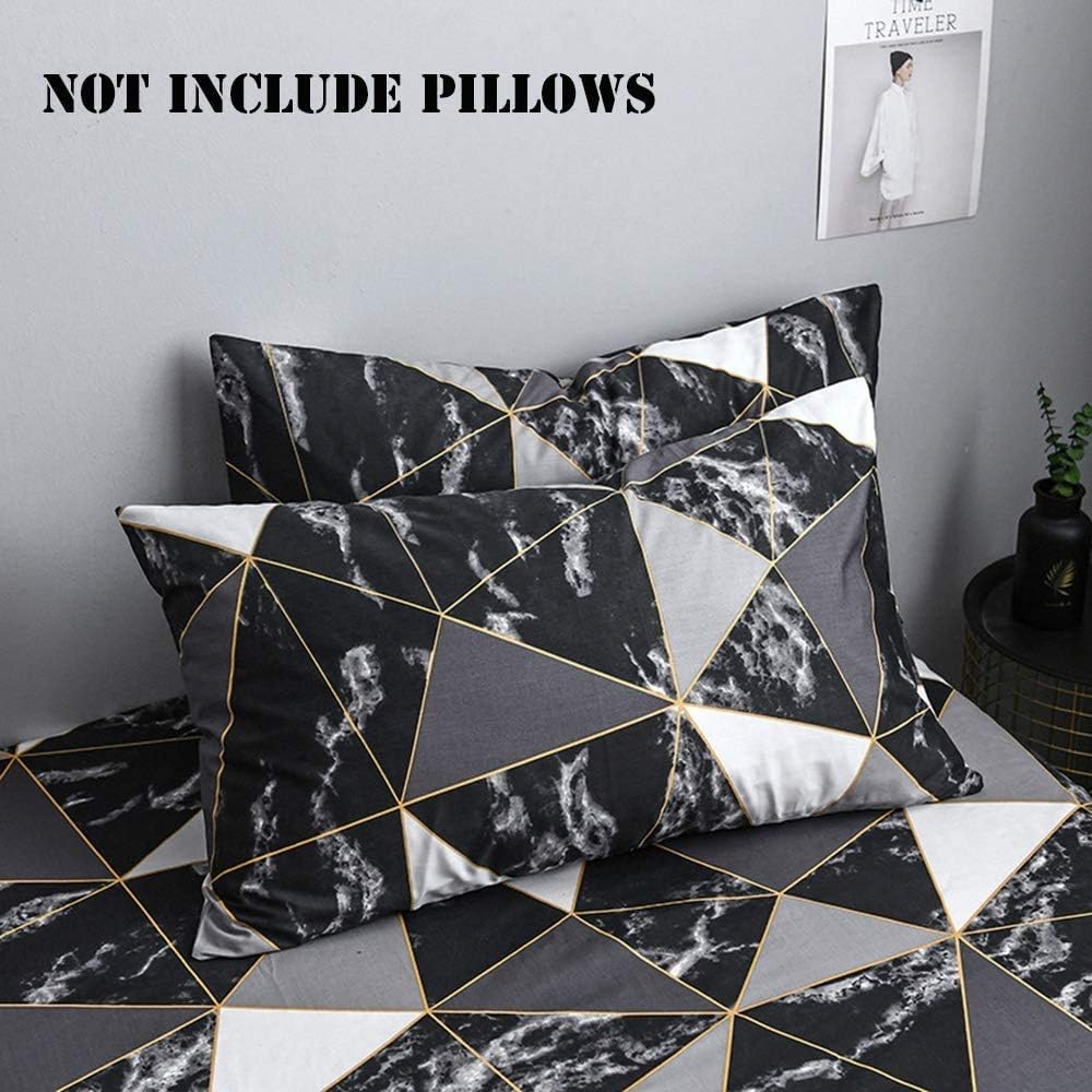 Best Deal Cheap 🛒 Jumeey Black King Size Comforter Set Marble Comforter Set King White Grey Plaid Geometric Bedding Sets Modern Triangle Quilts Black and Gold Marble Bedding Charcoal Black Marble Bedding Comforter King