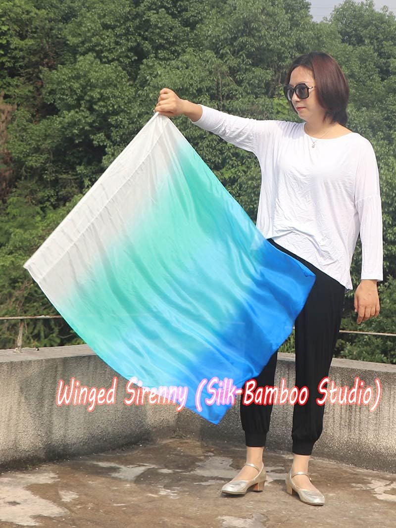 Winged Sirenny 33" Youth Silk Flex Flags for Christian Priase Dance, Church Prophetic Adoration Banner (Seacoast)