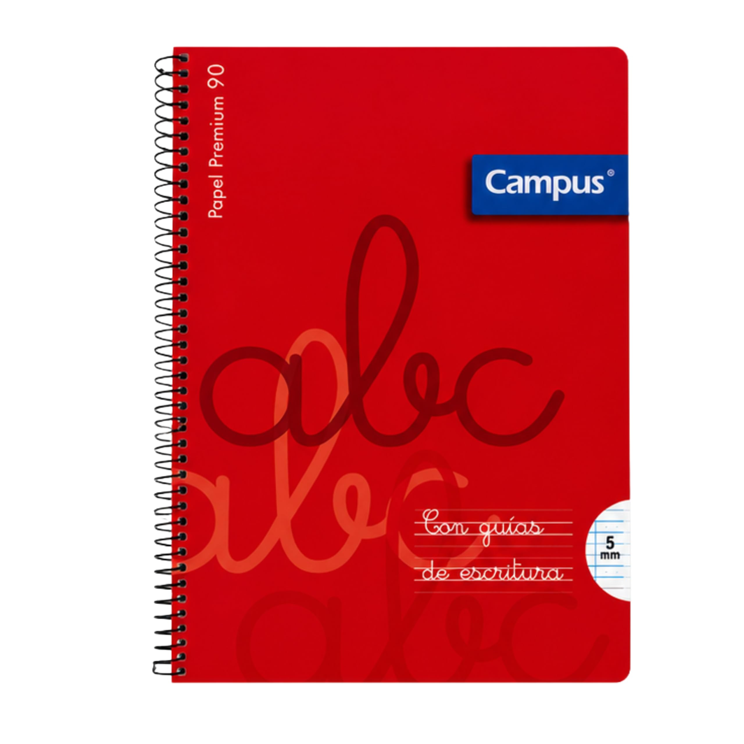 MUNTRADE Pack de 12 Libretas Espiral Campus Multicolor con Guías de Escritura | 2 de Cada Color | Papel Premium 90 g/m² | Pauta de 5 mm| Material Escolar