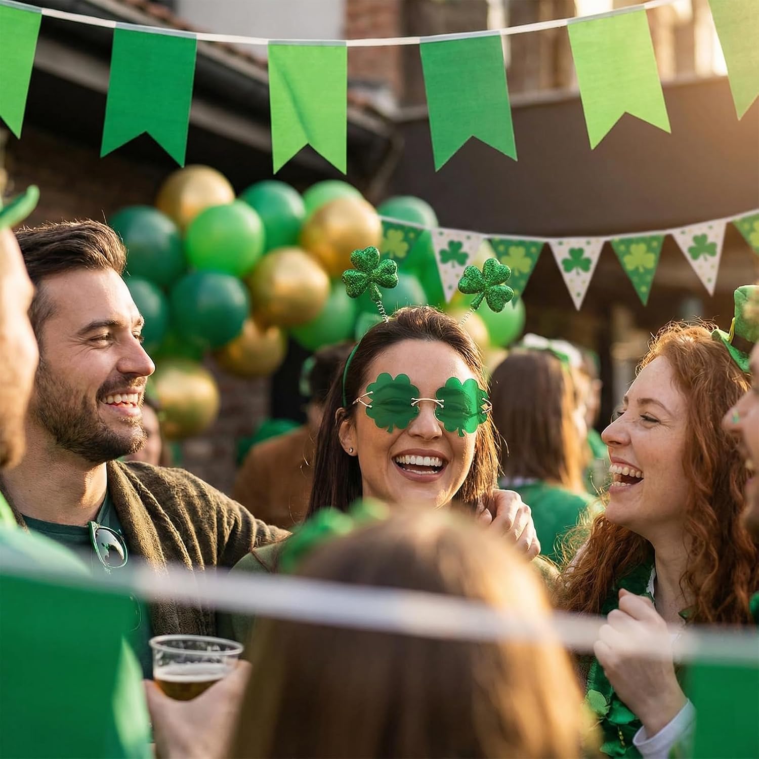 Hying St. Patrick's Day Shamrock Glasses for Women Men, Lucky Clover Costume Eyeglasses Eyewear Dressing-up Accessories