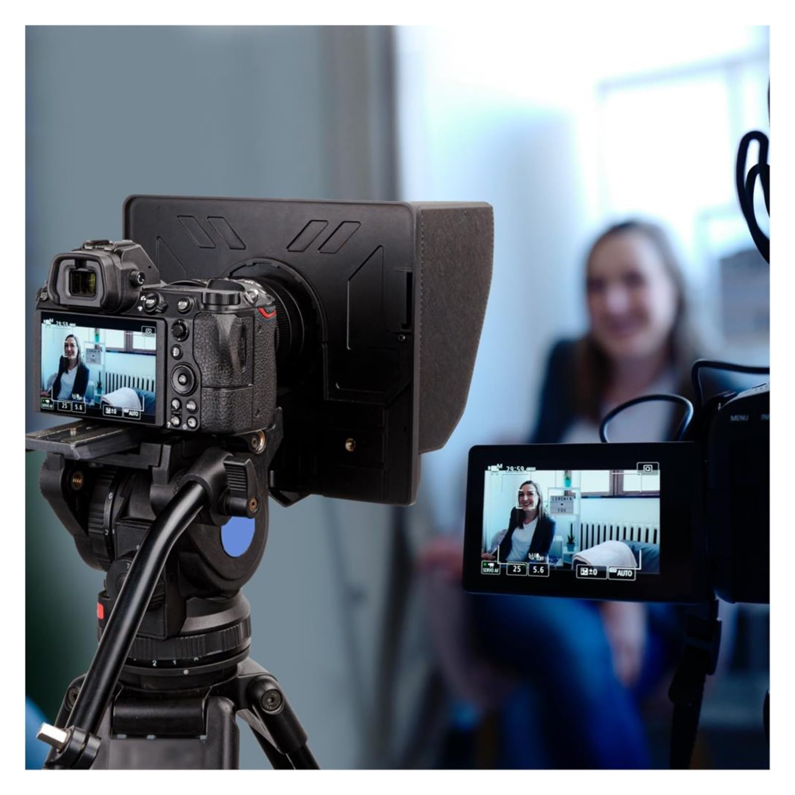 Teleprompter, Teleprompter for Tablet Smartphone Kamera Tragbares Teleprompter Kit mit Fernbedienung & Objektivadapterringe Ultraweitwinkel, Online-Lehre Live-Streaming
