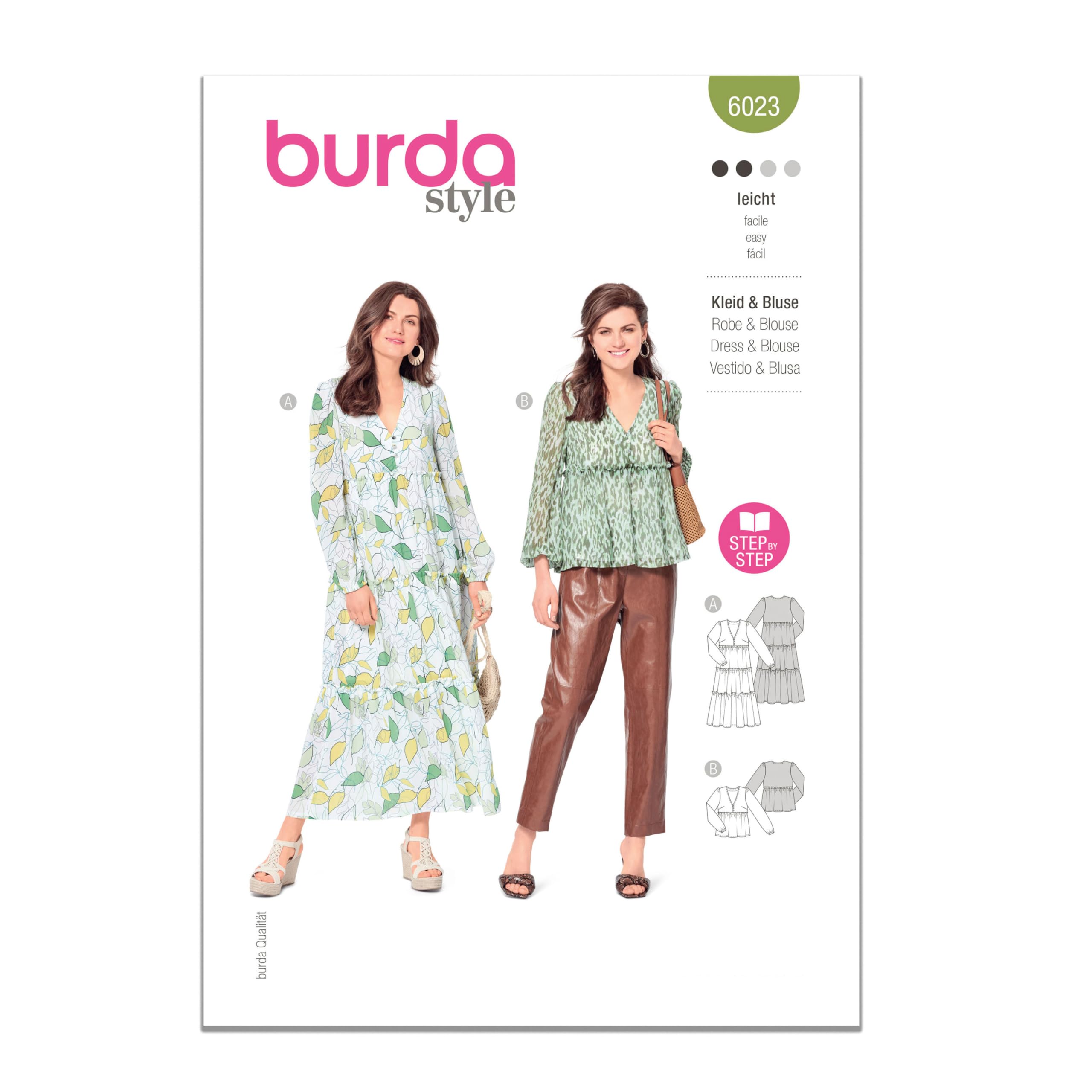 Patron Burda B6023 robe et chemisier pour femme pour créer votre garde-robe