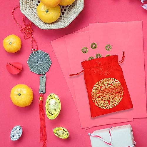 Miniatura 7 de 260 piezas de monedas chinas de la suerte Feng Shui decoraciones para buena fortuna y suerte con bolsa – Año Nuevo lunar asiático 2025 Año de la