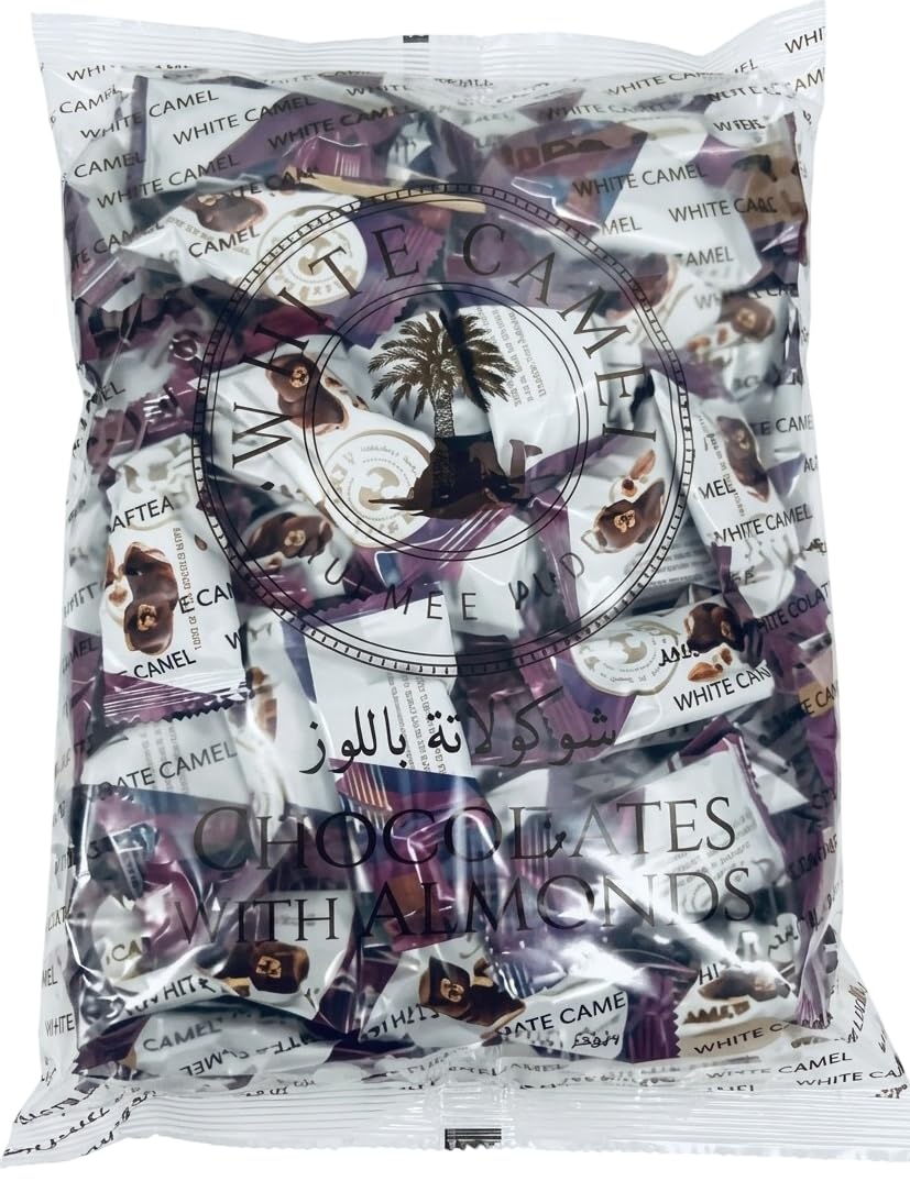 White Camel Chocolates with Almonds, Coverd In Milk Chocolate 1kg, Each Individually Wrapped Pieces, Bulk Bag (By DECADENT FOODS)-picture-10