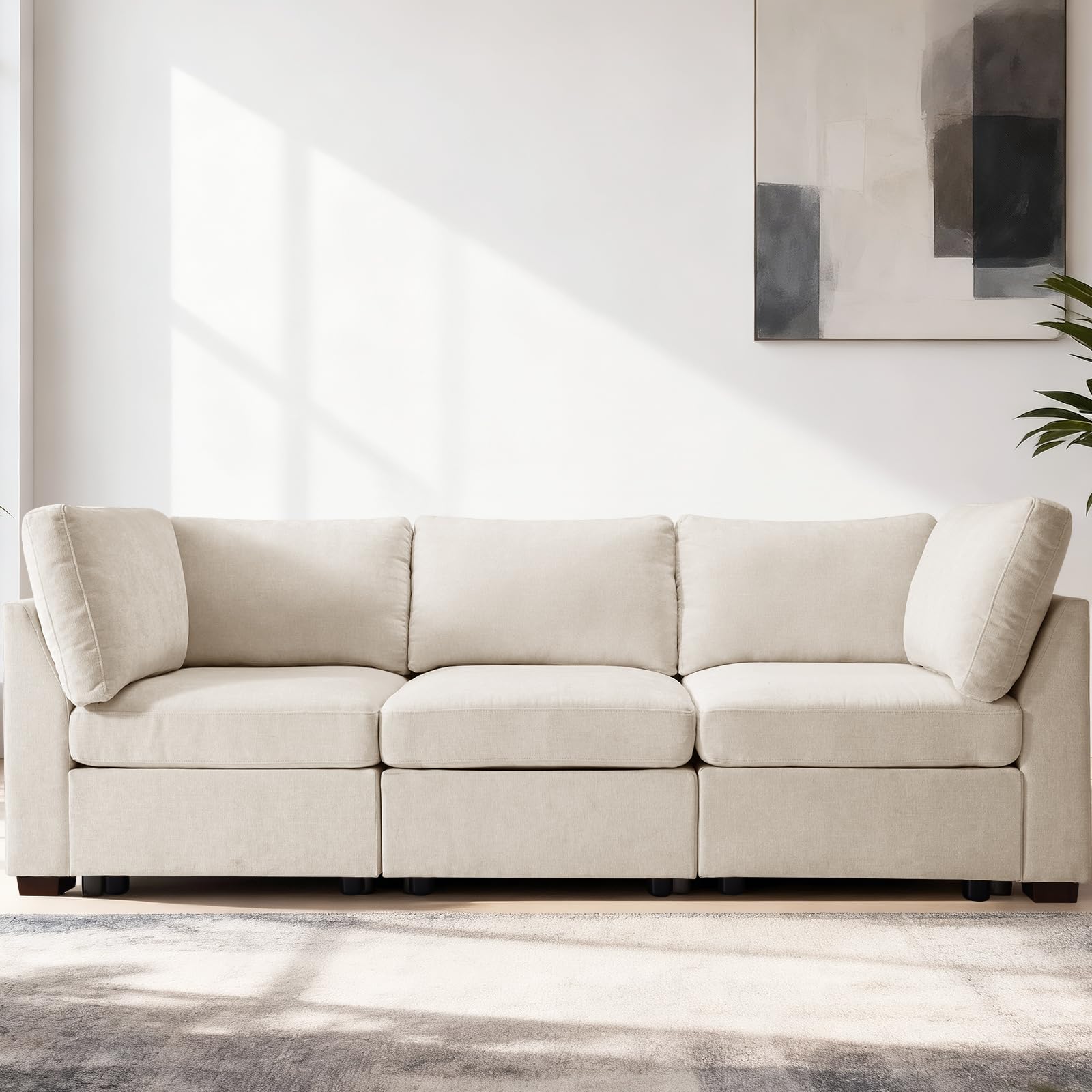 EDILLY 94 inches Oversized Modular Sectional Fabric Cloud Sofa Set Extra Large L Shaped Couch Reversible Chaise Couch