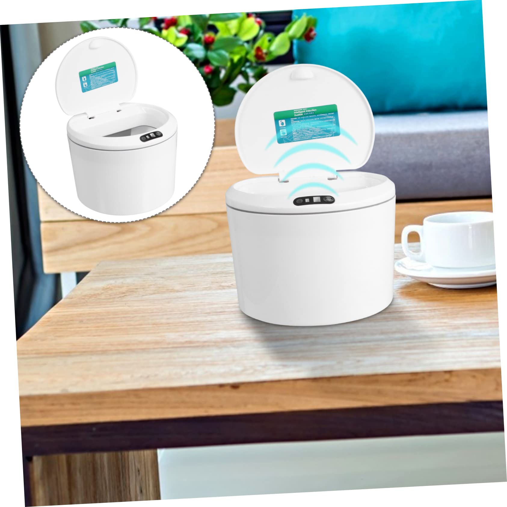 Zerodeko Intelligenter Mülleimer und Berührungsloser Bedienung fürs Auto mit Sensor aus Robustem Kunststoff Elektrischer Deckelöffnung für Reisen und Kochen