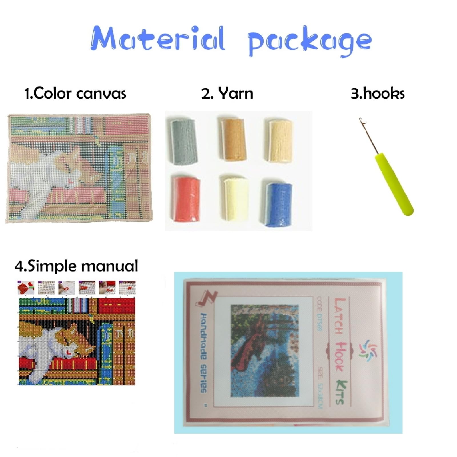 Amazon | ラッチフックキットラグ カラフルなレトロパターン ラッチ