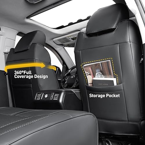 Miniatura 7 de Super Funda para Toyota Tundra 2014-2021 (solo CrewMax), protectores de asiento de cuero completamente cubiertos para Tundra 2021 2020 2019 2018