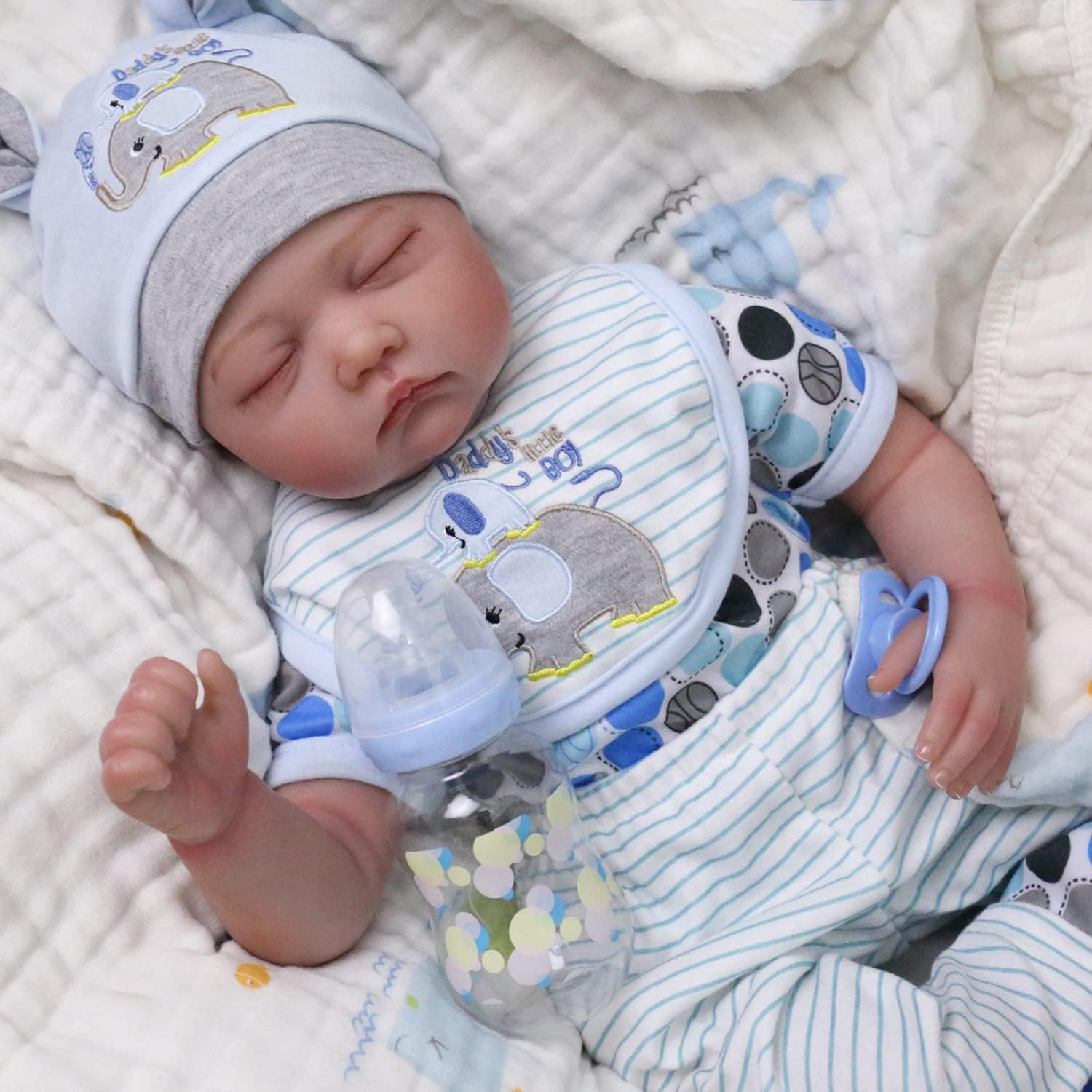 Kaydora Reborn Baby Doll, 22 Inch Lifelike Newborn Baby Doll Boy, Realistic Sleeping Reborn Dolls That Look Real, Handmade Weighted Vinyl Reborn Gift Set for Kids Age 3+ (blue)
