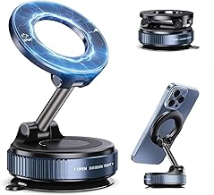 GadgetBite 360° Magnetic Car Mobile Holder for Dashboard Vacuum Suction Phone Holder Mount Hand Free Magnetic Cell Phone Stand with Strong Grip Shockproof Suction Cup for Car Gym Office Table - Black