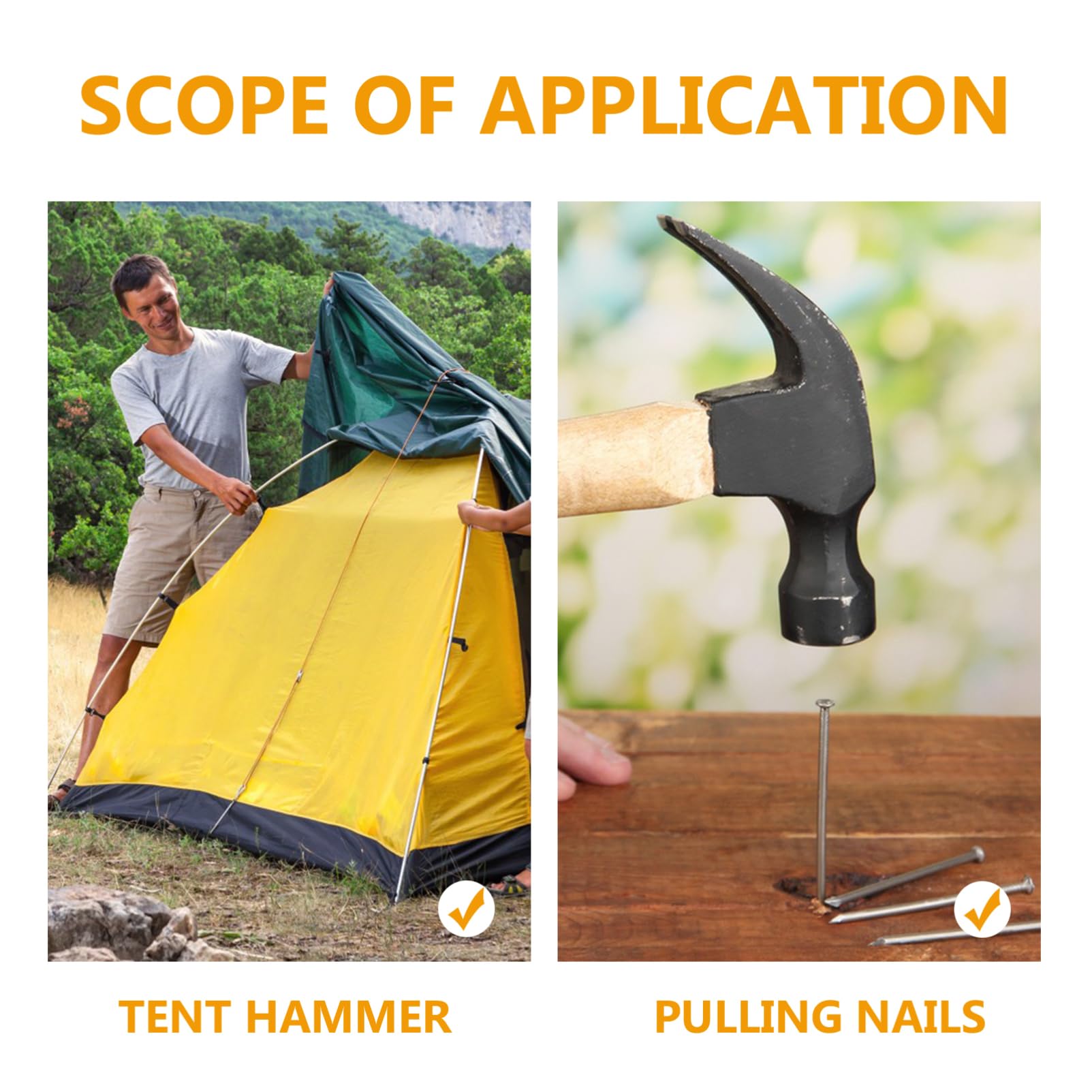 Mikikit 8stücke Zwei Pe Zelt Hammer Tragbarer Multi-funktionshammer Für Camping Leicht Und Handlich Für Zeltnägel Und Außenaktivitäten Mit Vibrationsdämpfendem Griff