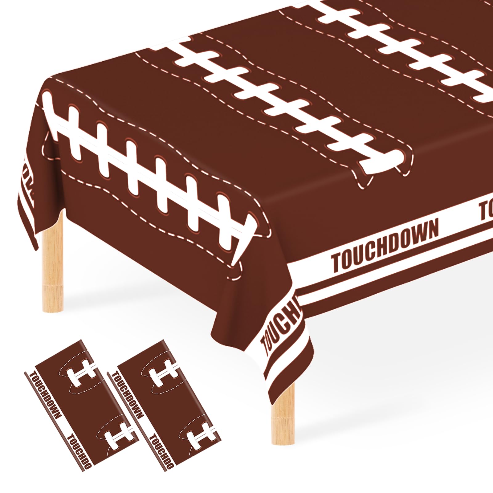 JCTHKUKU 2 Pack Football Party Decorations Disposable Football Birthday Tablecloth Plastic Table Cover for Football Themed Party Games Tailgate Decorations 54 X 108 Inch