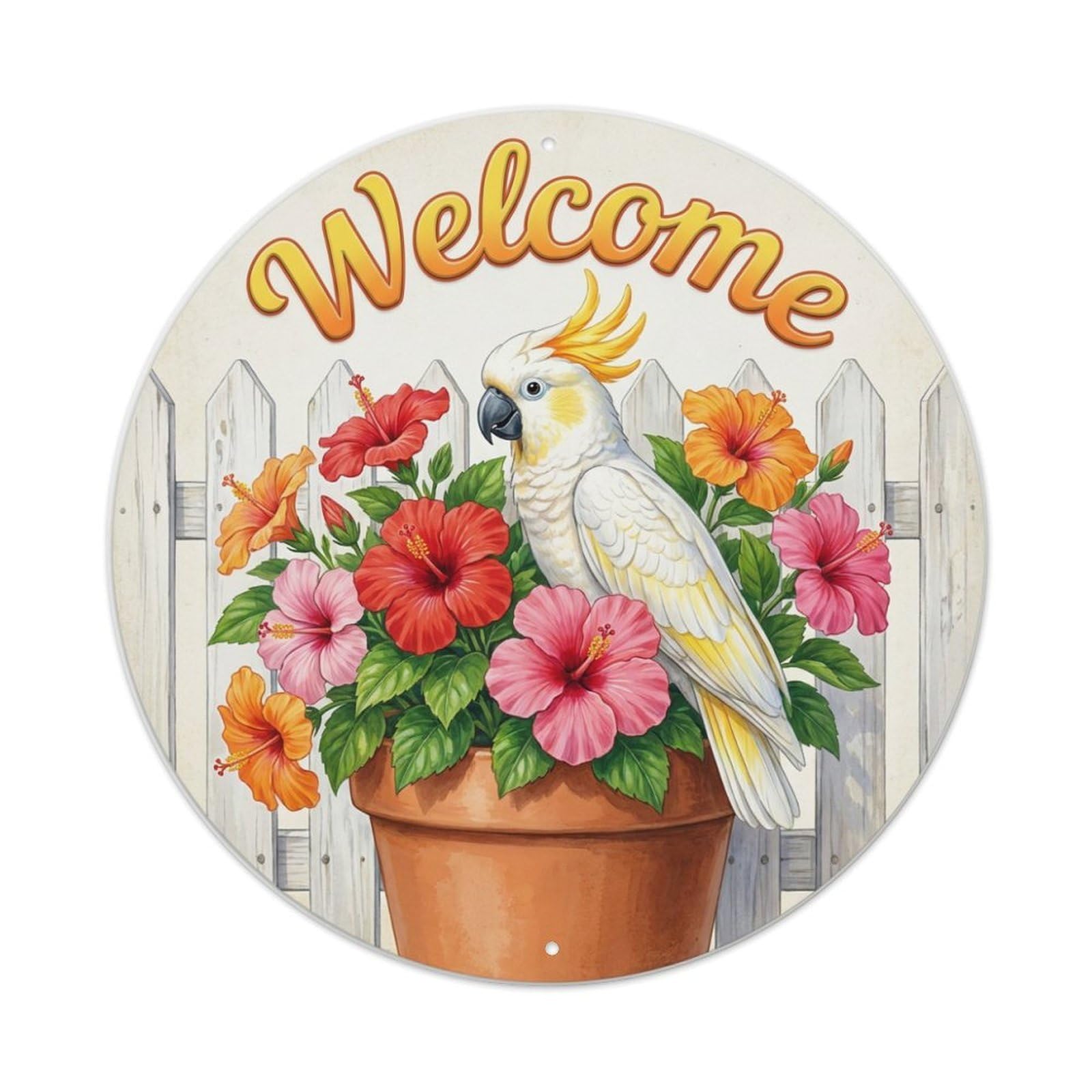 Metal Tin Sign Welcome Cockatoo Beach Fence