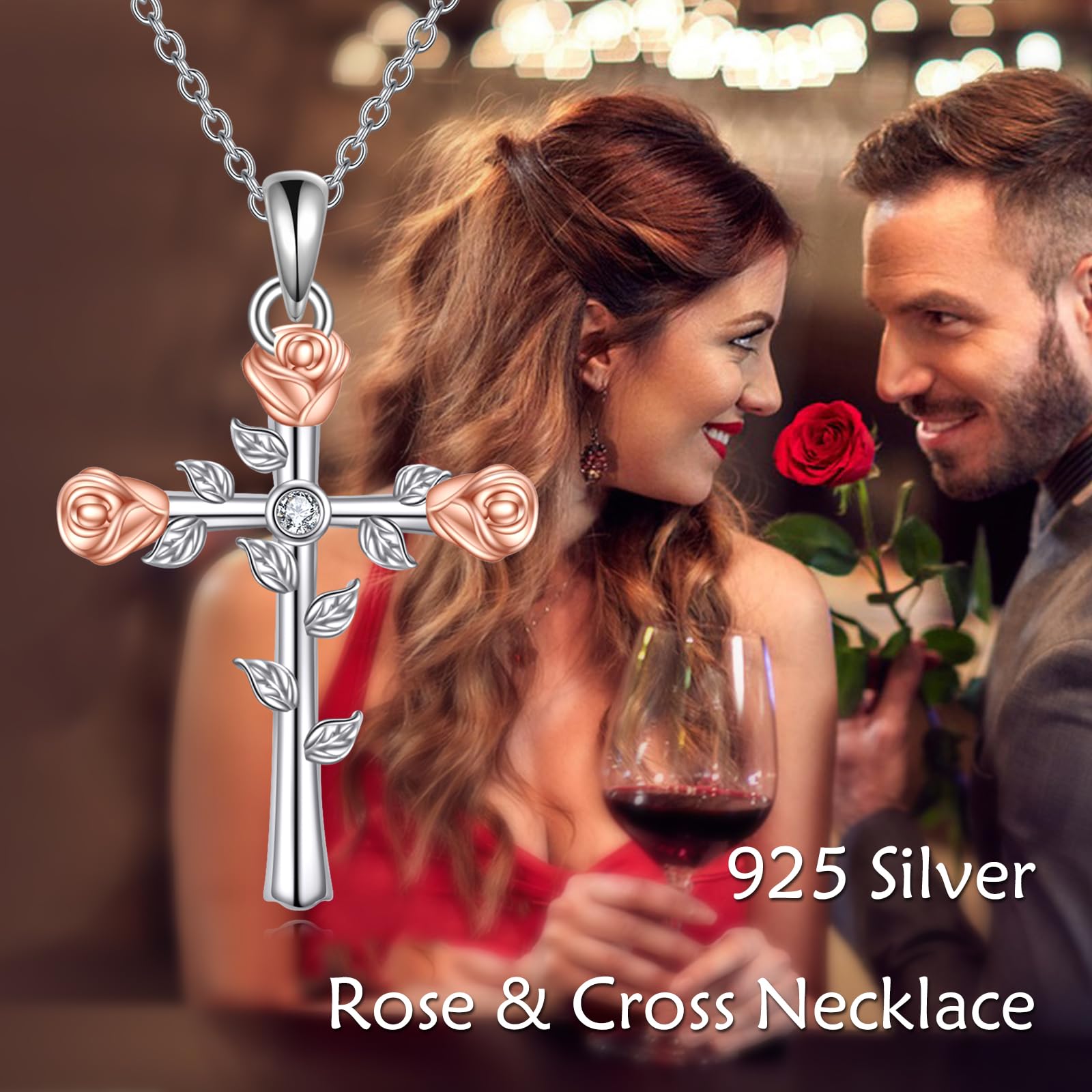 Kreuz Halskette 925 Sterling Silber Glaube Anhänger Religiöser Schmuck Geschenk für Damen Männer