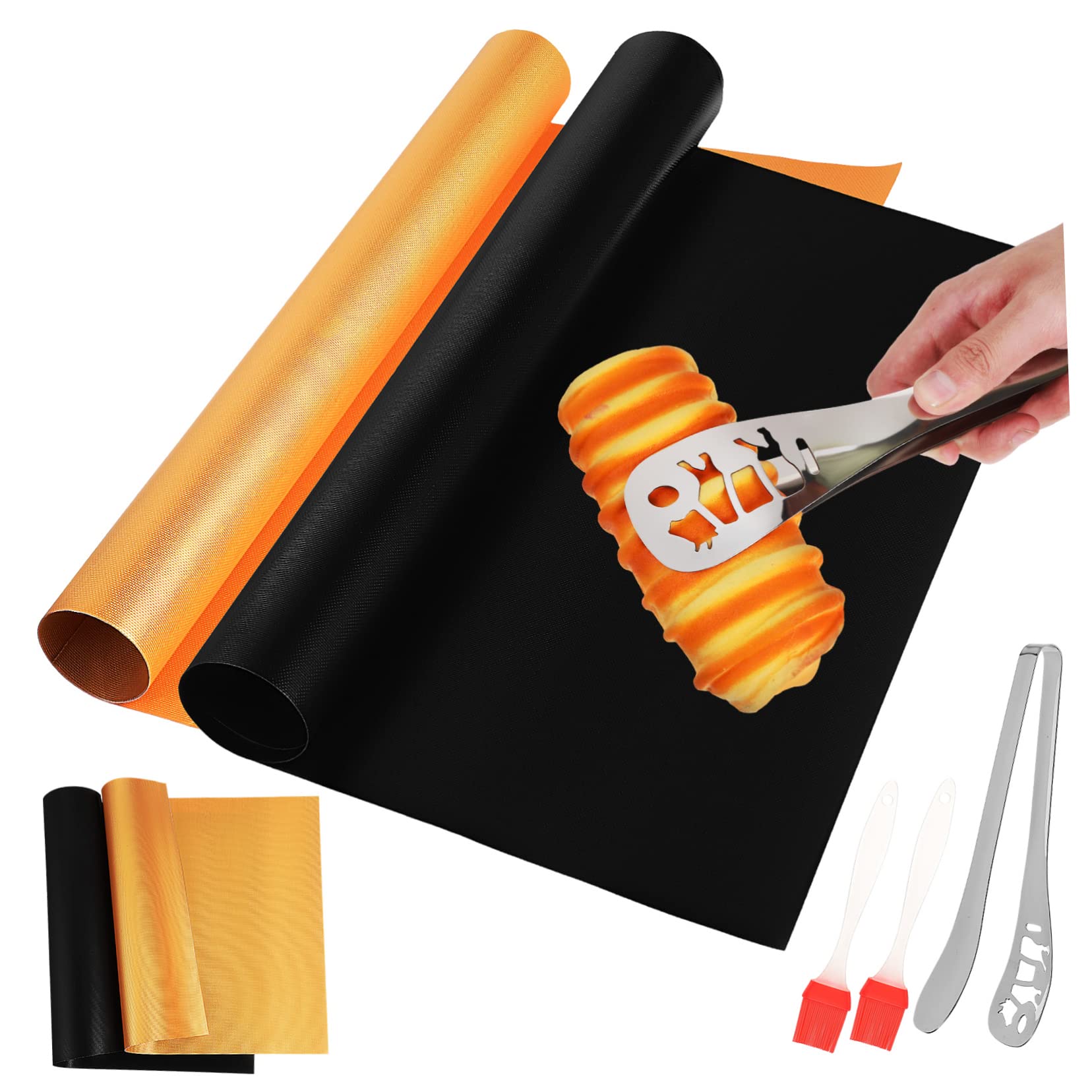 VICASKY 1 Set Grill Cushions Mat Grill Mat for Gas Grill Barbecue Mat Grill Pads Baking Tongs Silicone Oven Mats Roaster Liners Grill Mat Reusable Baking Mats Glass Fiber