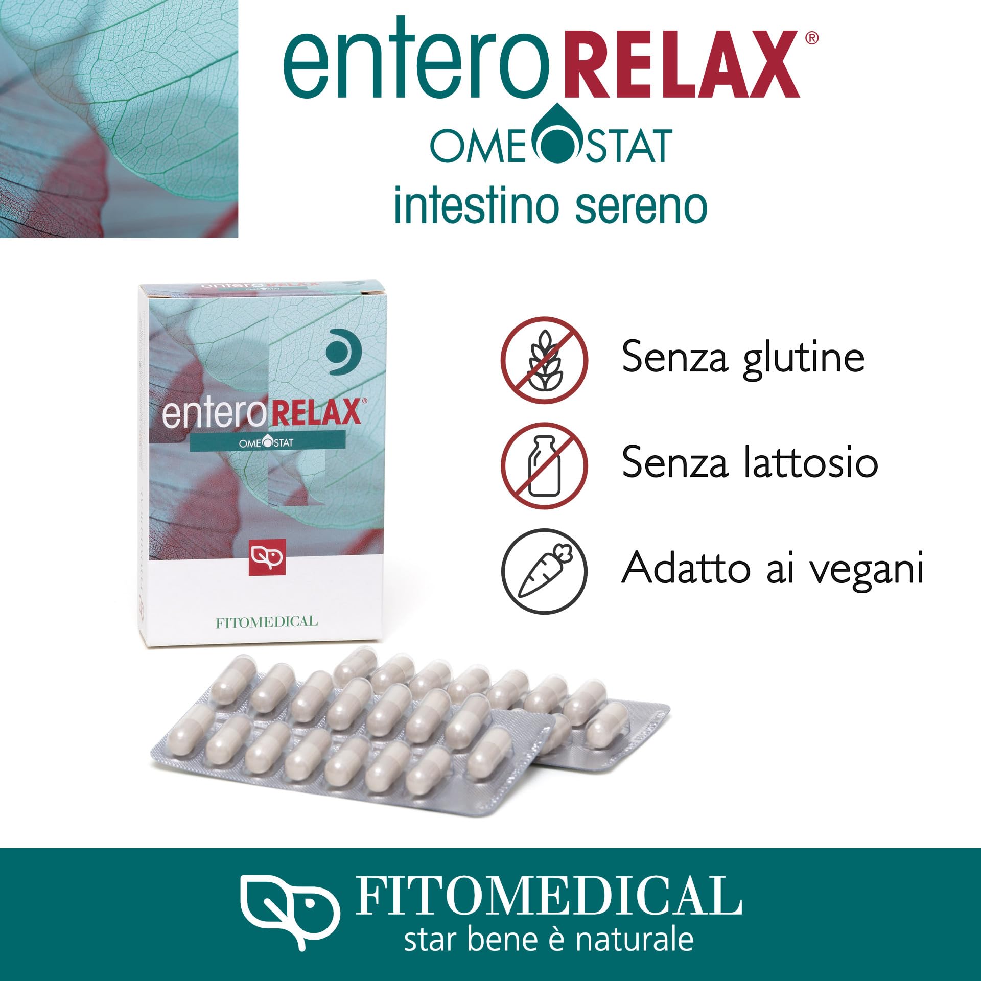 Fitomedical - Enterorelax® Omeostat®, Integratore Naturale con Zenzero, Camomilla e Finocchio per il Benessere Gastrointestinale, Senza Glutine - 30 Capsule