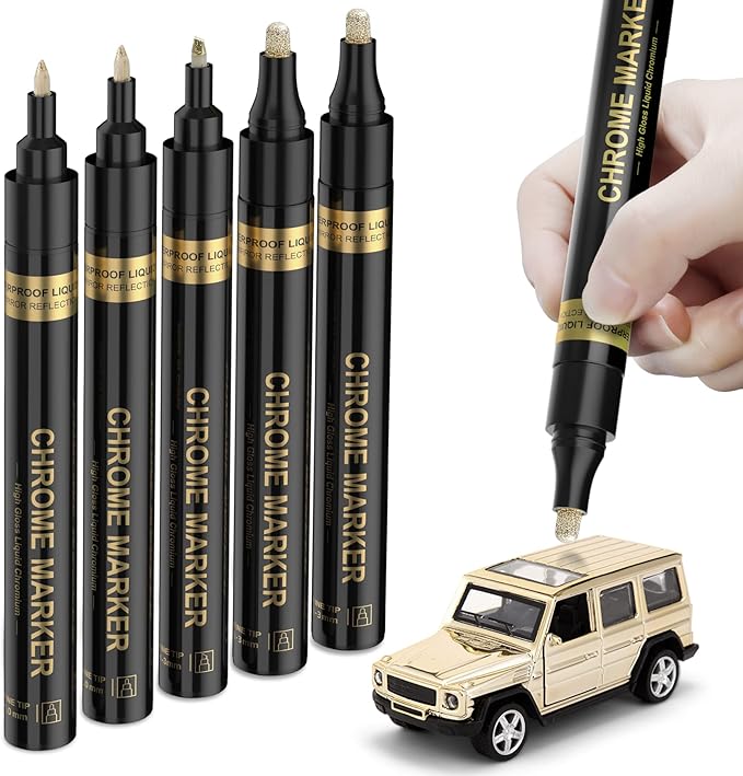 Golden Liquid Chrome Marker Set 5pcs Permanent Art Liquid