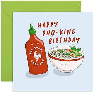 CENTRAL 23 - Funny Birthday Card - “Happy Pho-King Birthday” - For Men & Women Him Her Boyfriend Girlfriend Wife Husband Fiance Relationship Love - Comes with Fun Stickers