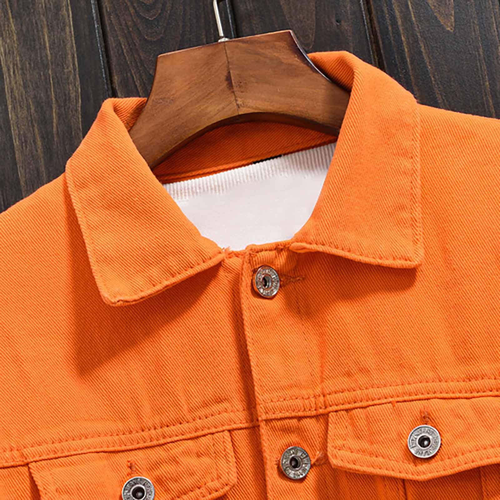 Veste en jean pour homme de couleur unie coupe-vent mi-saison avec poches