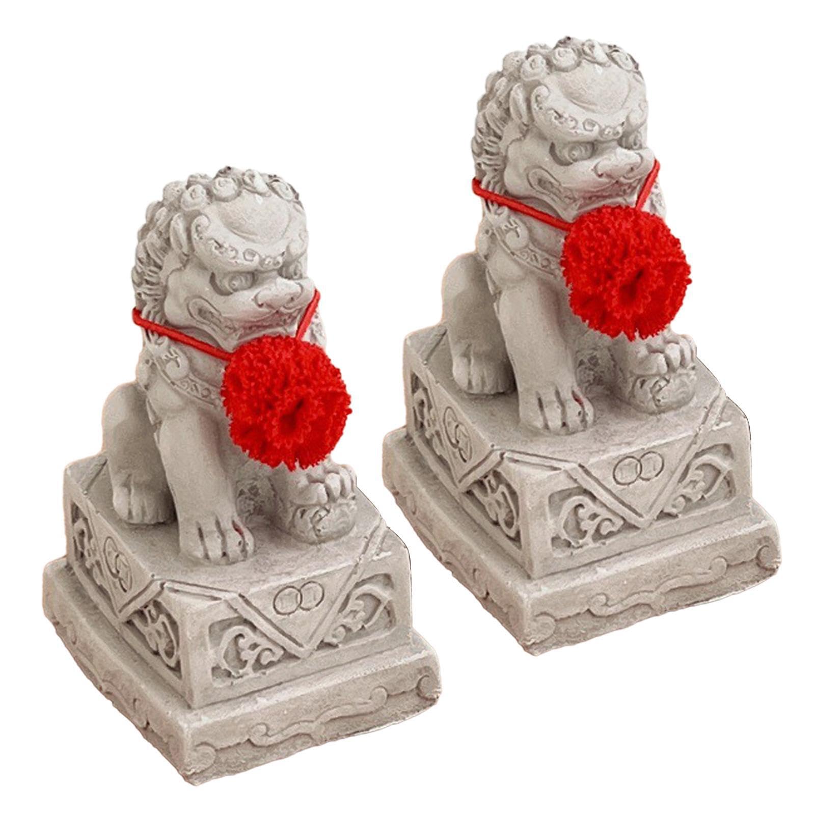 QIXCXAZ for Creative Vivid Styling Miniature Lion Statues Unique Foo Dogs Statues Guardian Ornament Decor Piece for Creative Miniature Lion Are Made Of Cement