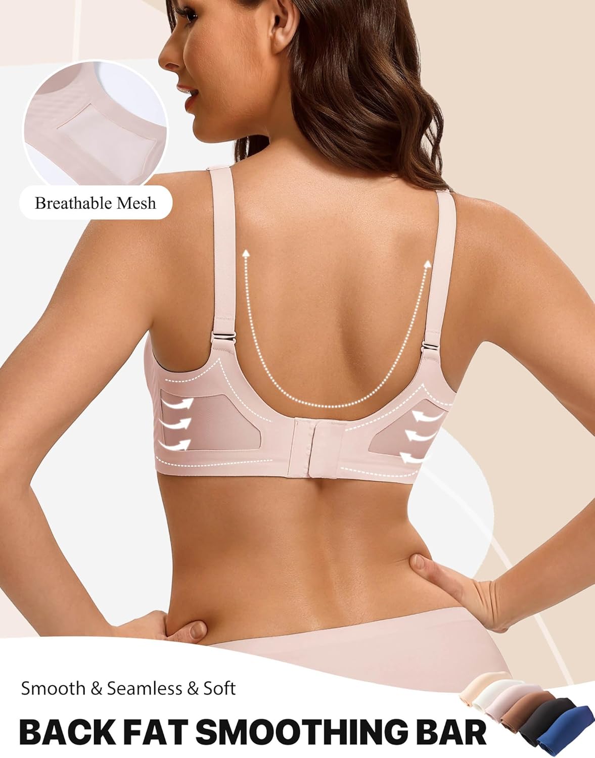 Avidlove Wireless Bras for Women Seamless Push Up Full Coverage Bra Mesh Comfy Bralette Tshirt Everyday Bras - Image 3