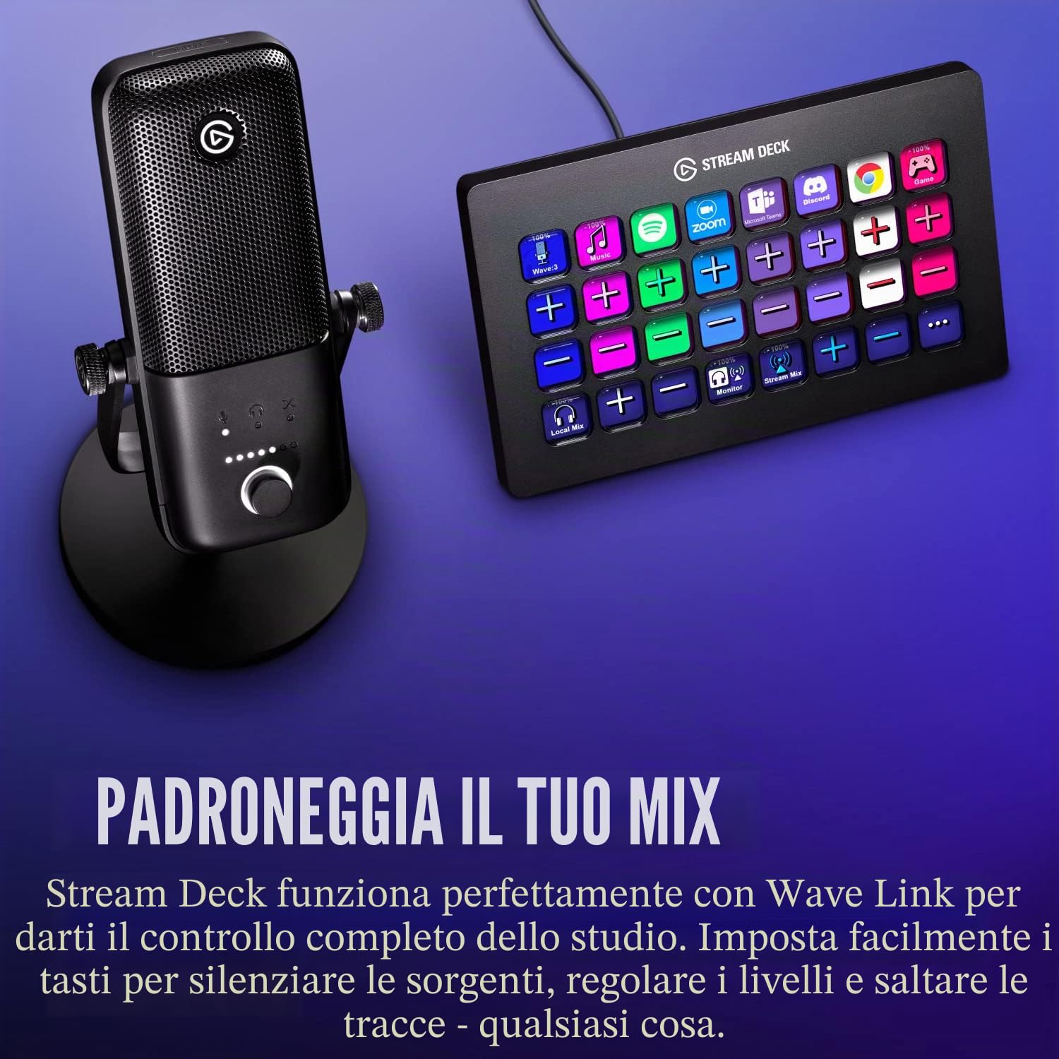 Elgato Wave:3, microfono condensatore USB premium per streaming, podcast, gaming e home office, software di mixaggio gratis, plug-in per effetti audio, anti-distorsione, plug ’n play, per Mac e PC