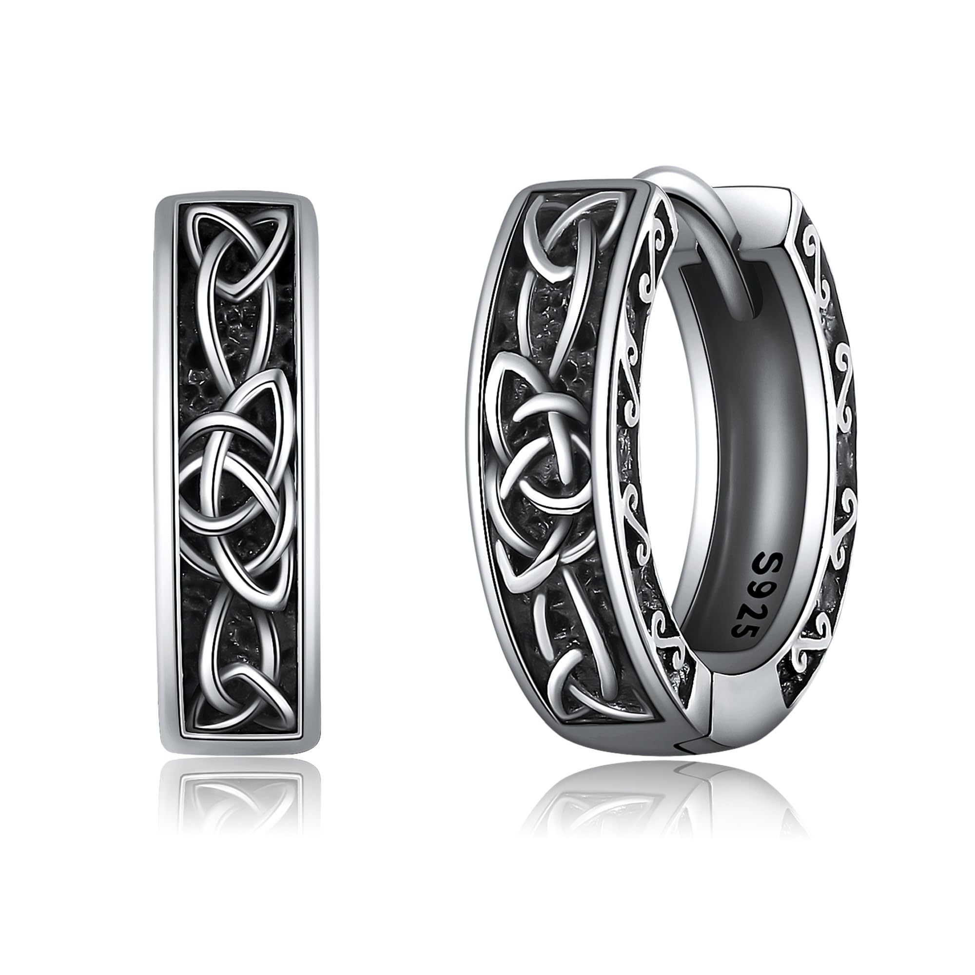 VONALA Wikinger Ring Ohrringe für Herren - 925 Sterling Silber Schmuck - Herren Eisen Ohrringe