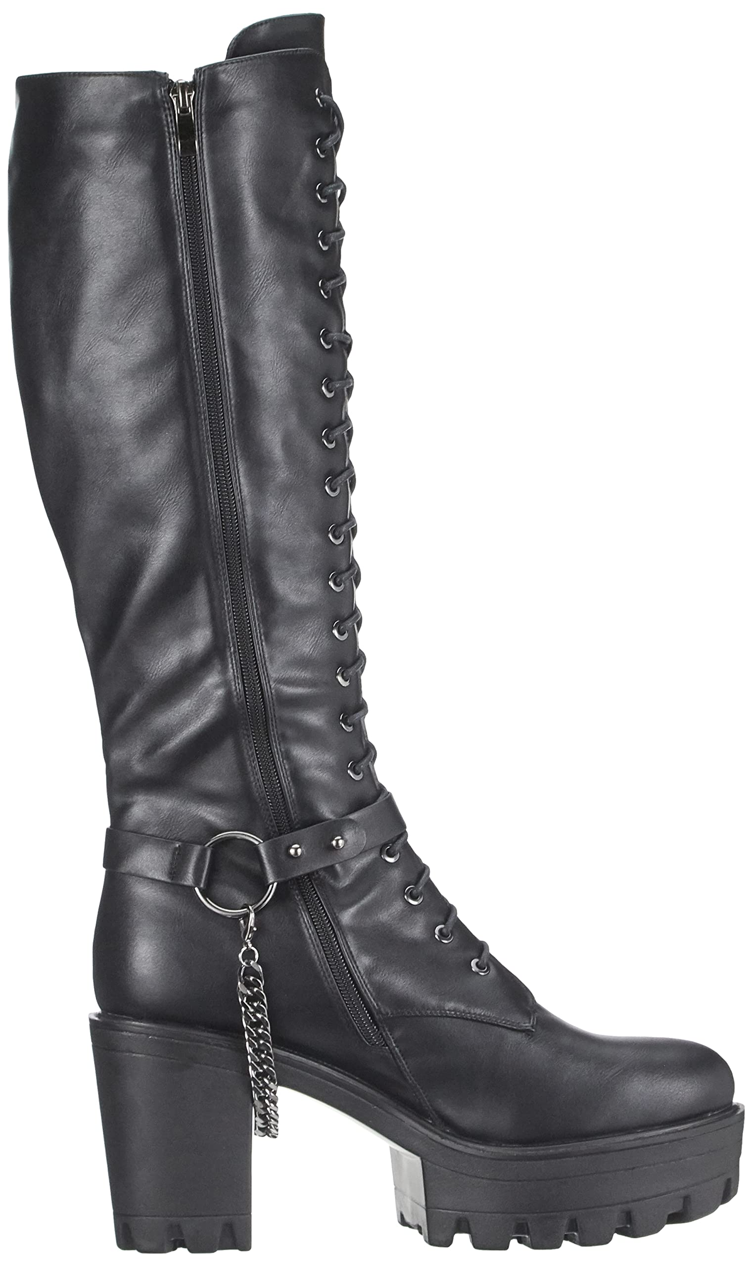 Only maker Damen Langschaft Stiefel Plateau Schuhe Cool Schwarz