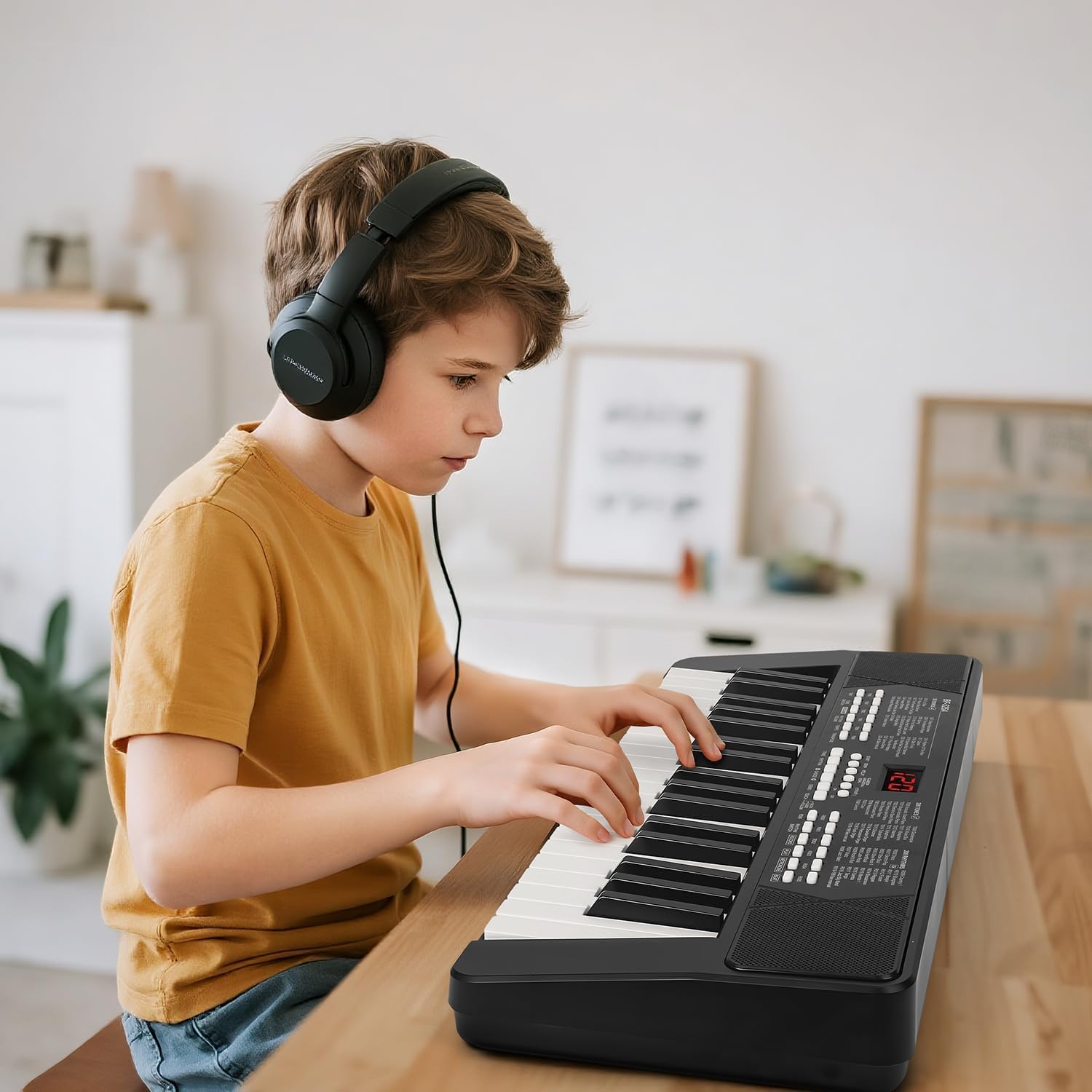Tastiera Pianoforte 37 Tasti Portatile 1200mAh Batteria Ricaricabile Elettrica con Microfono Regalo Bambini