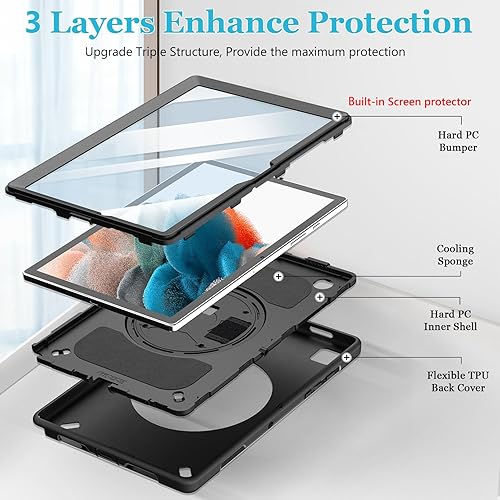 Miniatura 6 de Funda para Samsung Galaxy Tab A8 10.5 2022 Funda protectora de TPU resistente para tablet A8 5G (SM-X200SM-X205SM-X207) con soporte, soporte para