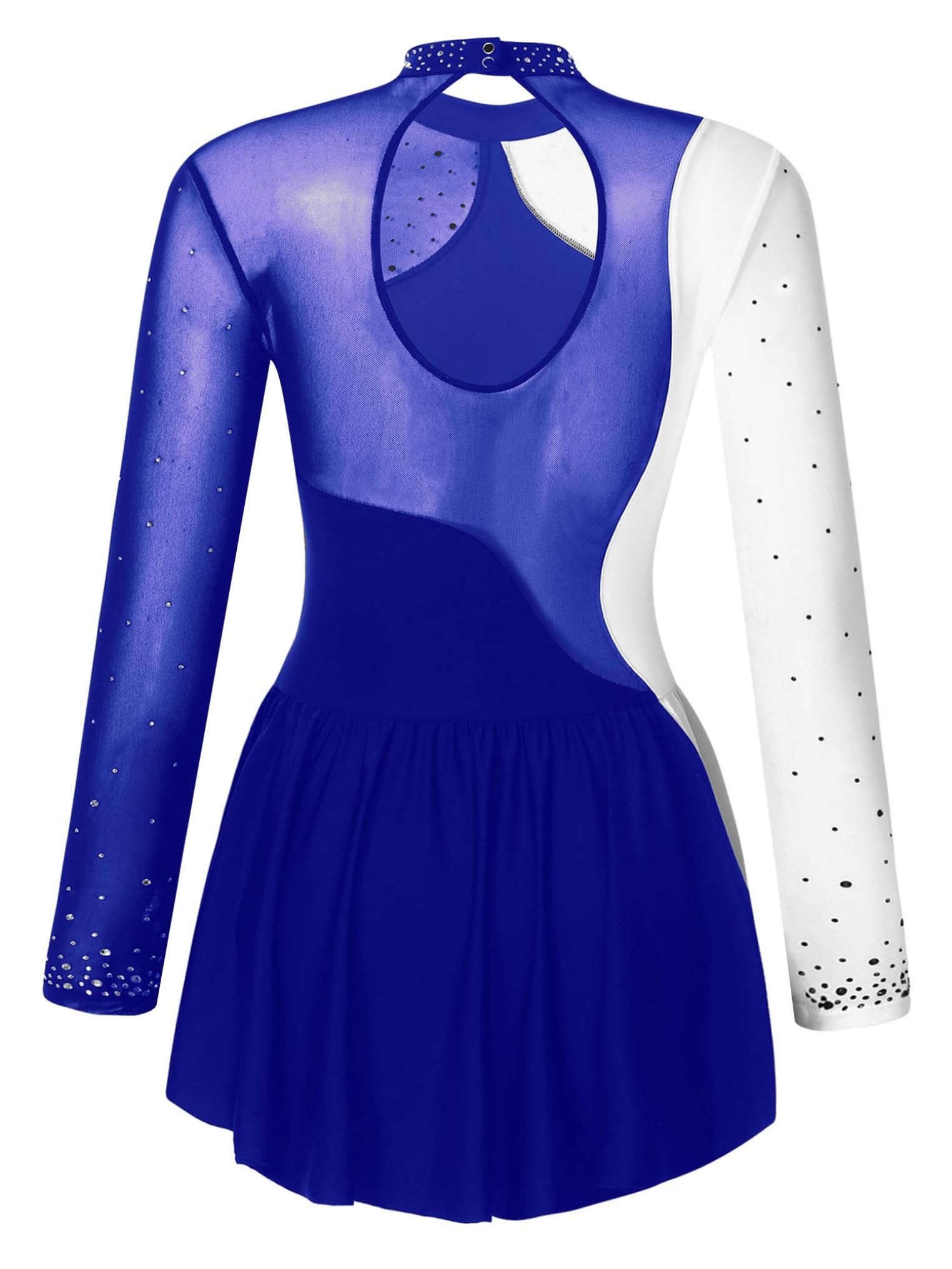 Maillot Ballet con Falda Mujer Vestido Brillante de Baile Manga Larga con Medias de Patinaje Artístico Traje Patinaje Artistico de Competición