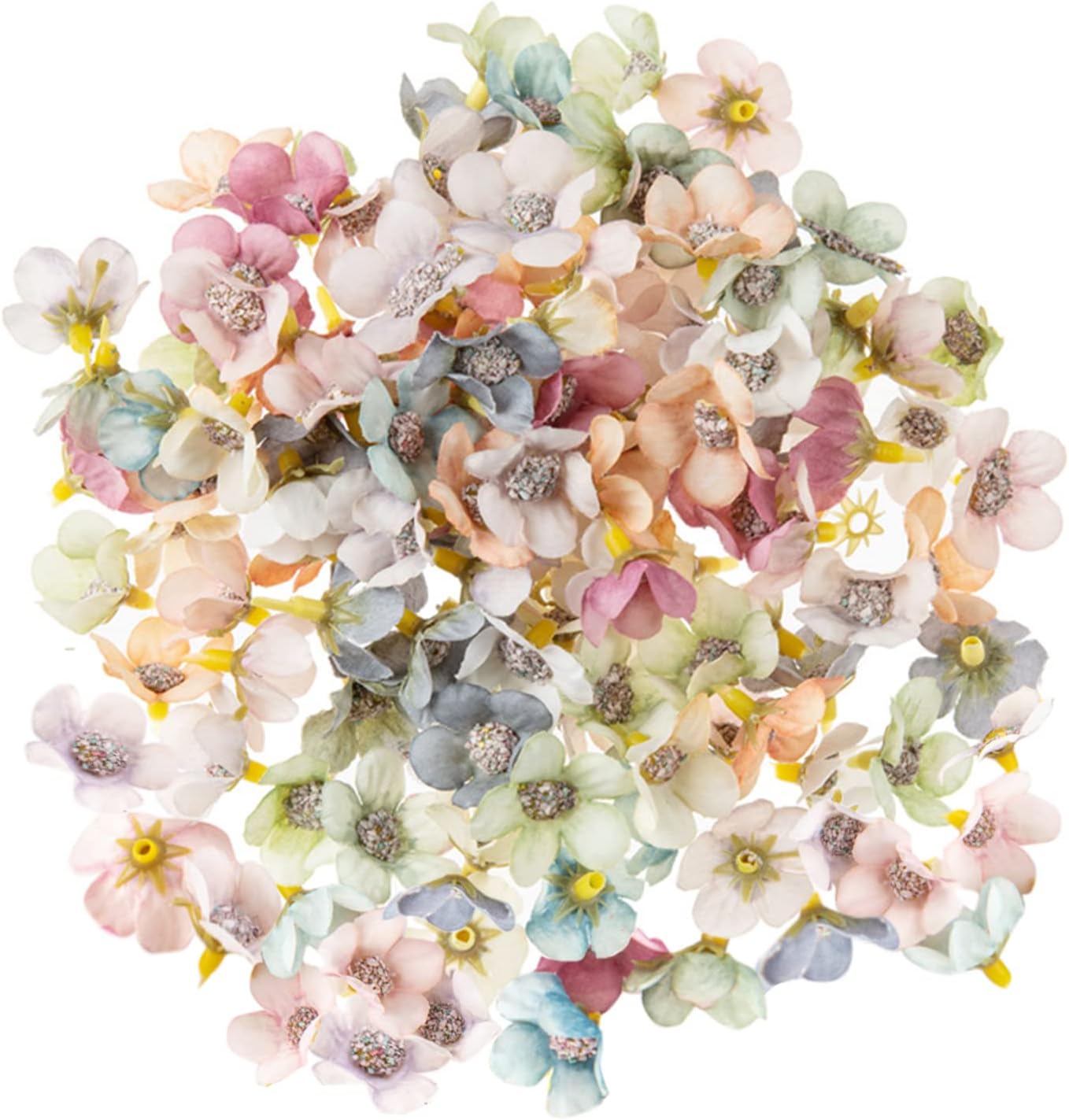 120 Pcs Faux Flower Heads Mini Flower Heads Artificial