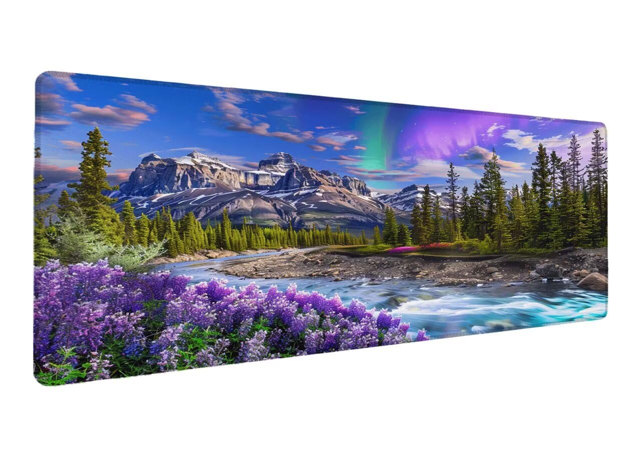 Podkładka pod mysz, 1000 x 500 x 3 mm, gamingowa podkładka pod mysz, XXL, krajobraz, duża, wodoodporna, antypoślizgowa, gumowa podstawa, szyte krawędzie, poprawia precyzję i prędkość, A-1