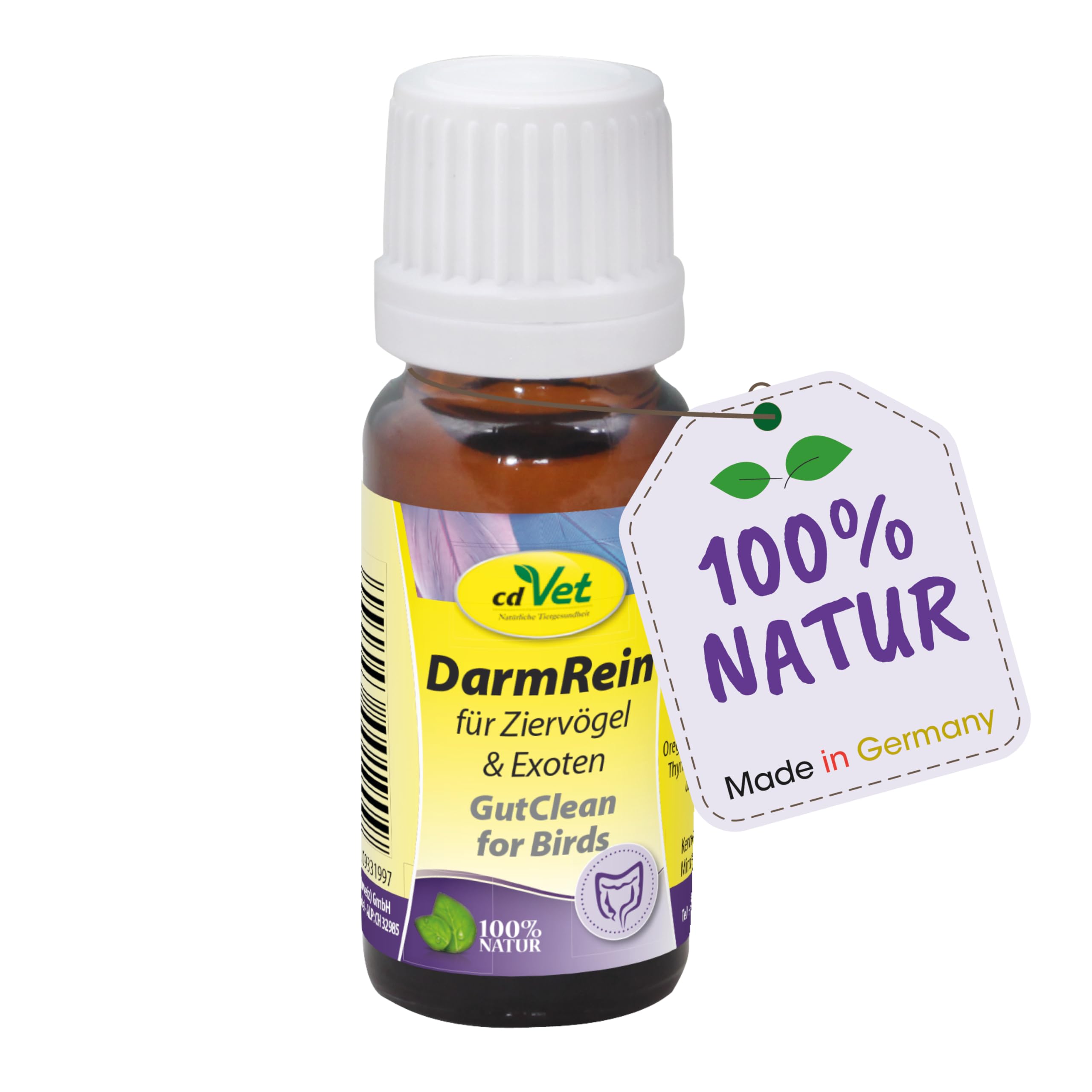 cdVet DarmRein 10ml – Ergänzungsfuttermittel für Ziervögel & Exoten mit natürlichen Kräuterextrakten