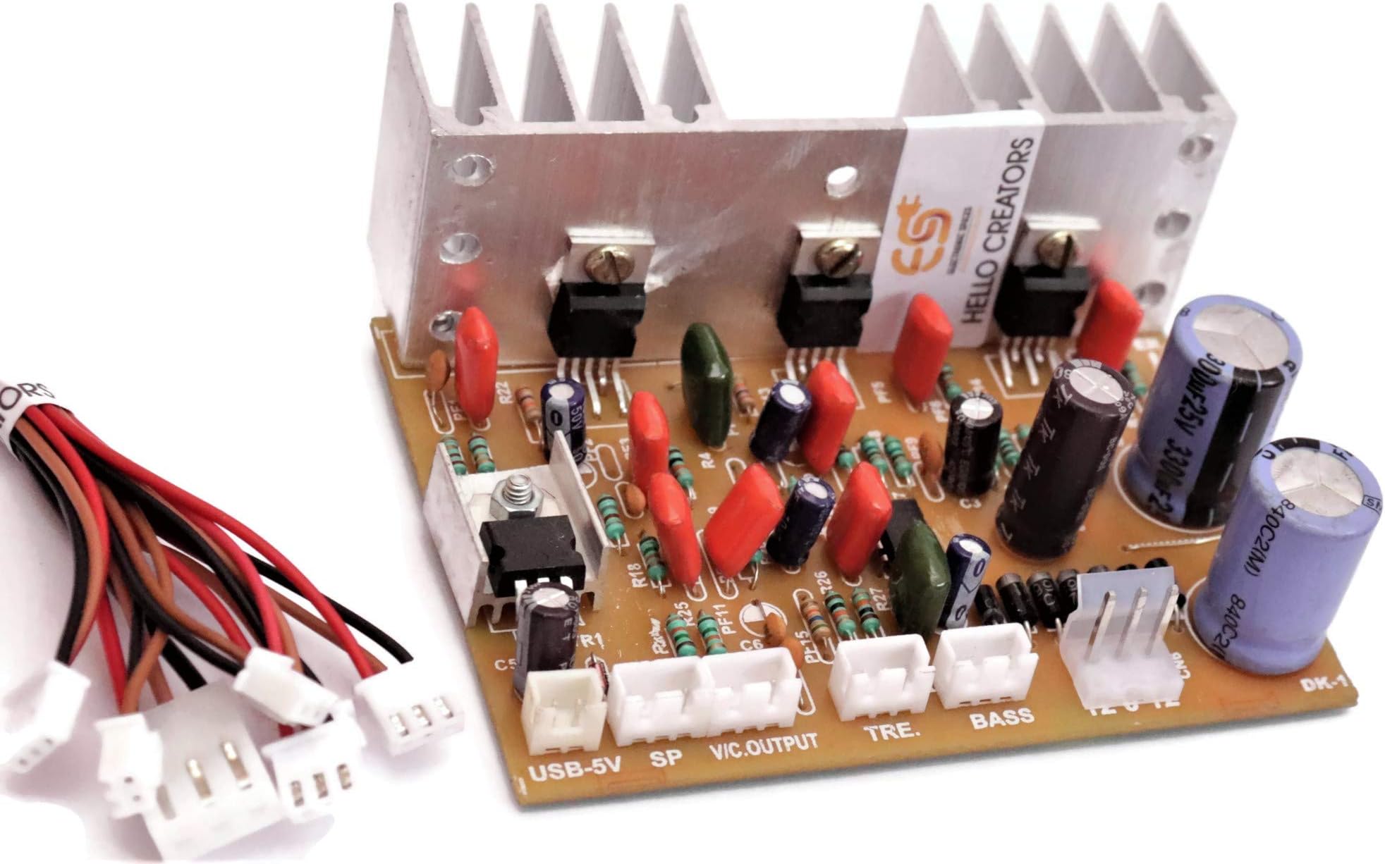Electronic Spices 2.1 Home Theater Amplifier Board 100 watt with Bass Boost Support TDA2030 Based with inbuilt 5 Volt Regulator IC 7805