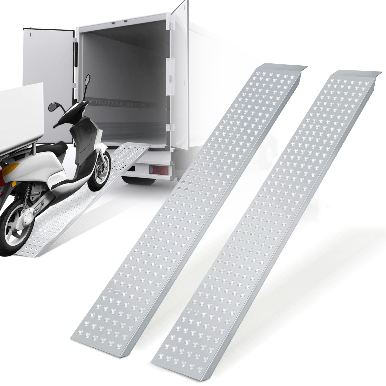 Sonnewelt Rampa di Carico x2 400 kg per Rimorchio, Moto e Auto - Guida Antiscivolo Zincata, 2 Pezzi, 160 cm