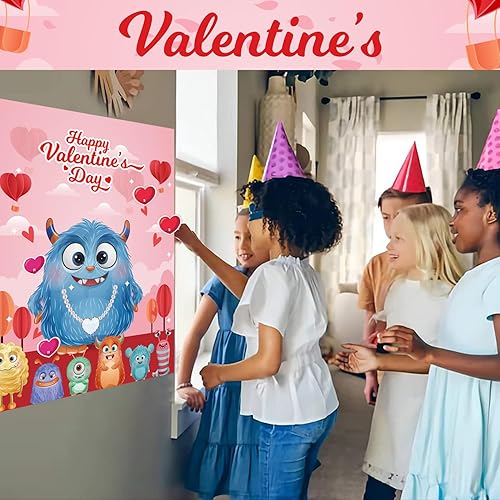 Miniatura 3 de TYHJOY Juegos de fiesta del día de San Valentín para niños, juegos de pin the heart on the Monster Games, Día de San Valentín, fiesta de cumpleaños,