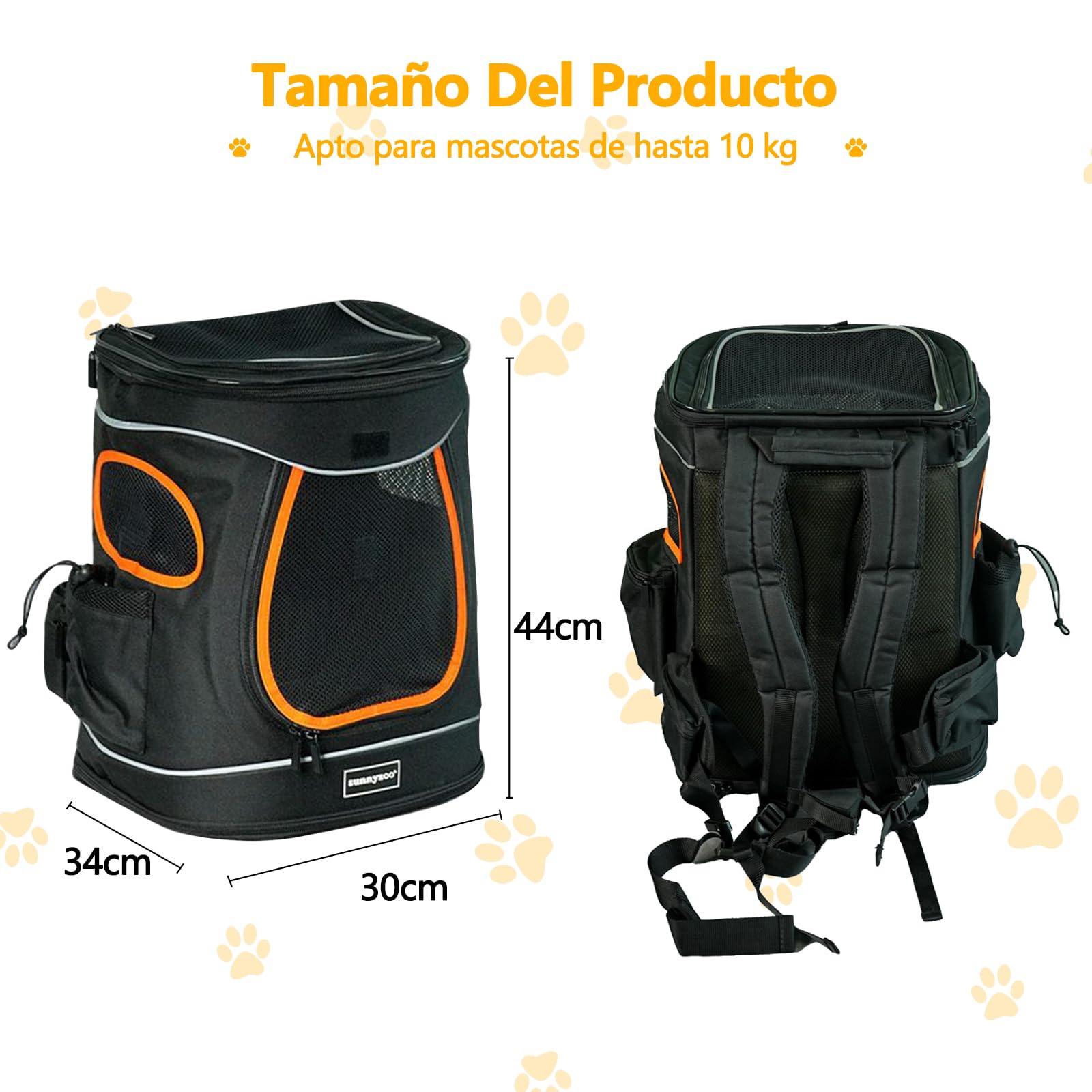 Galatée Mochila para Perros, Gran Capacidad, Tejido Impermeable y Resistente Al Desgaste, Ventilación En Cuatro Direcciones, Bolsa para Mascotas Que Absorbe Los Golpes y Reduce El Peso (Negra)