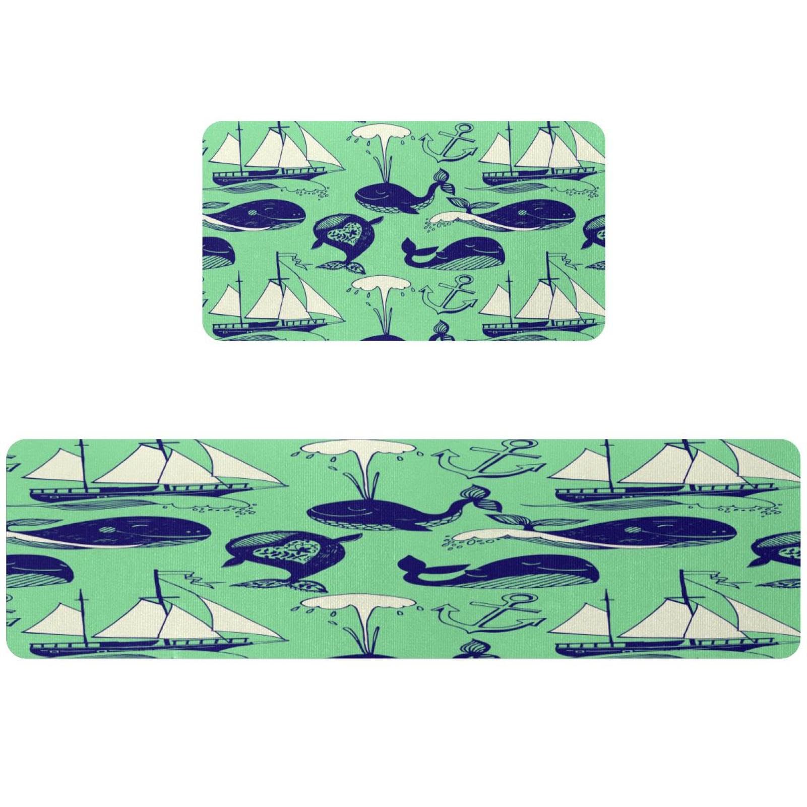 Tapis de cuisine motif baleines amusantes lot de 2 pour egayer votre buanderie et sol