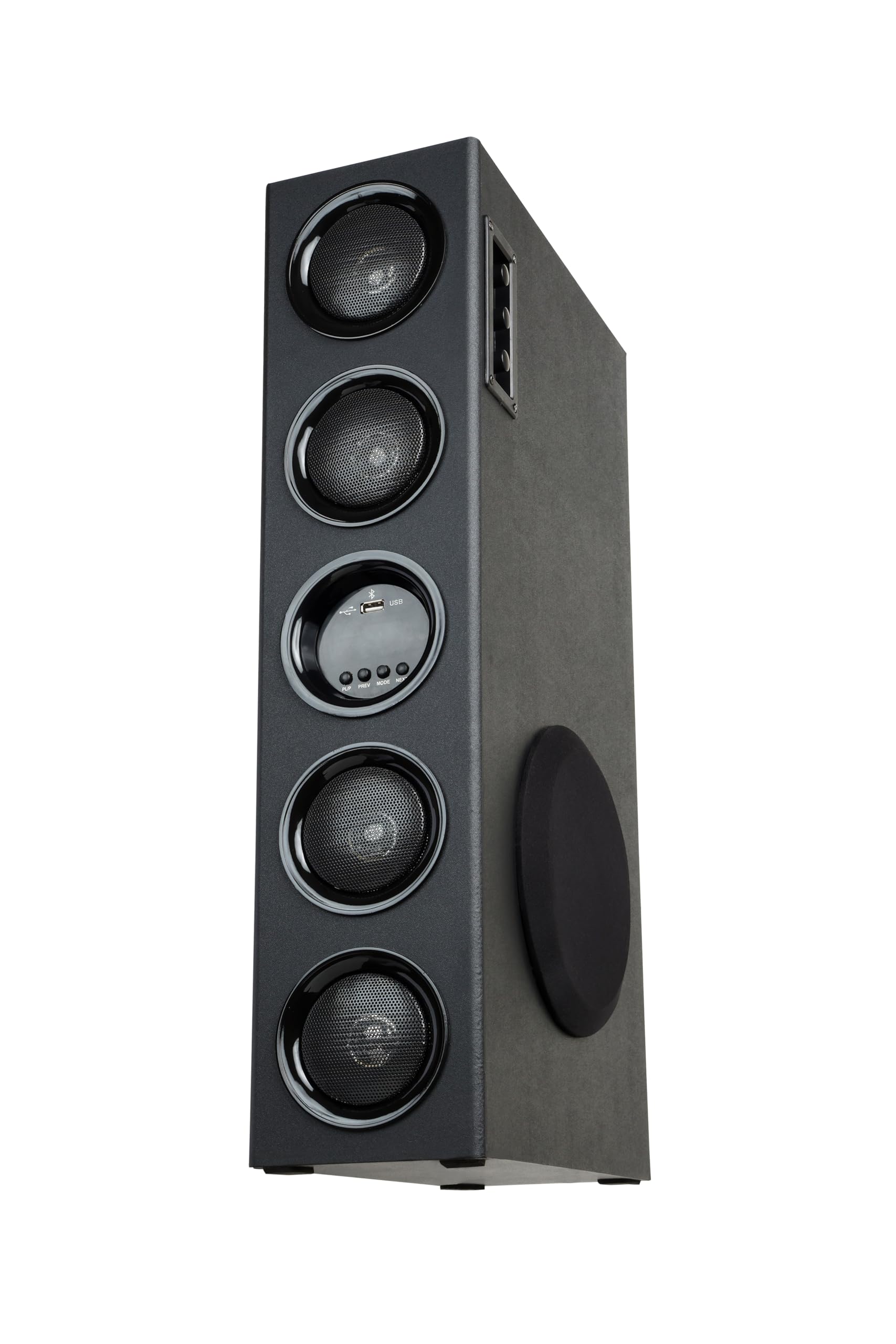 Khiesa Tower 3, Single Tower Home Theatre Speaker System 105 W with TWS, Karaoke, Bluetooth 5.0, Aux, FM, USB Music Playback in Black Wooden Finish