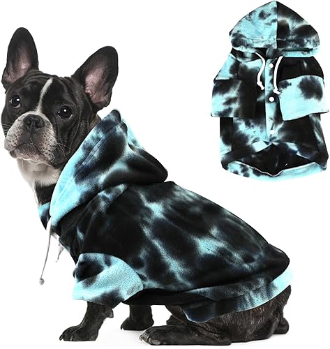 Sudadera con capucha para perro de teñido anudado, abrigo de invierno para perros pequeños, capucha cálida y ajustable ultrasuave, tela transpirable