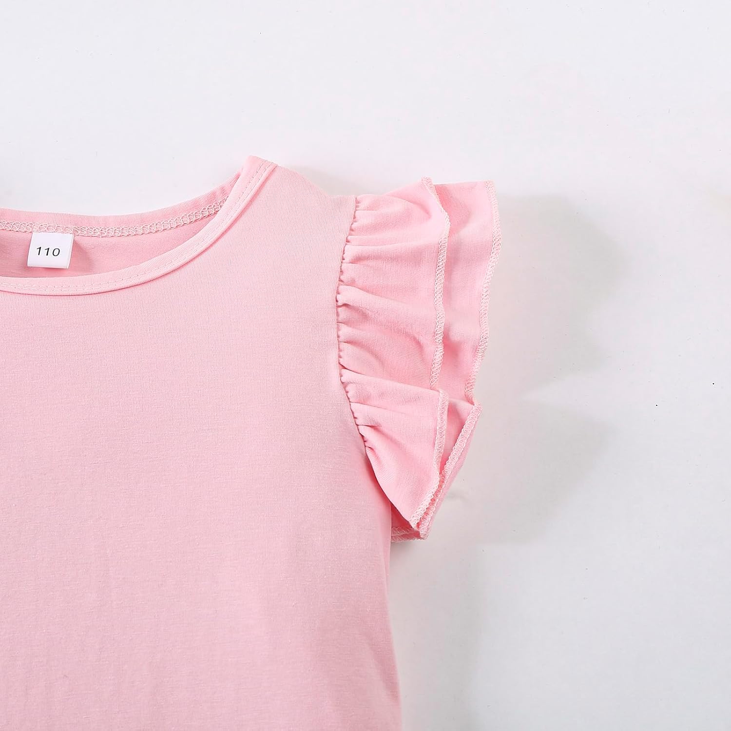 12m-7Y Toddler Baby Girls Ruffle Sleeve Shirt Plain Solid Sleeveless Tshirt Top Blouse Kids Casual Clothes - Image 3