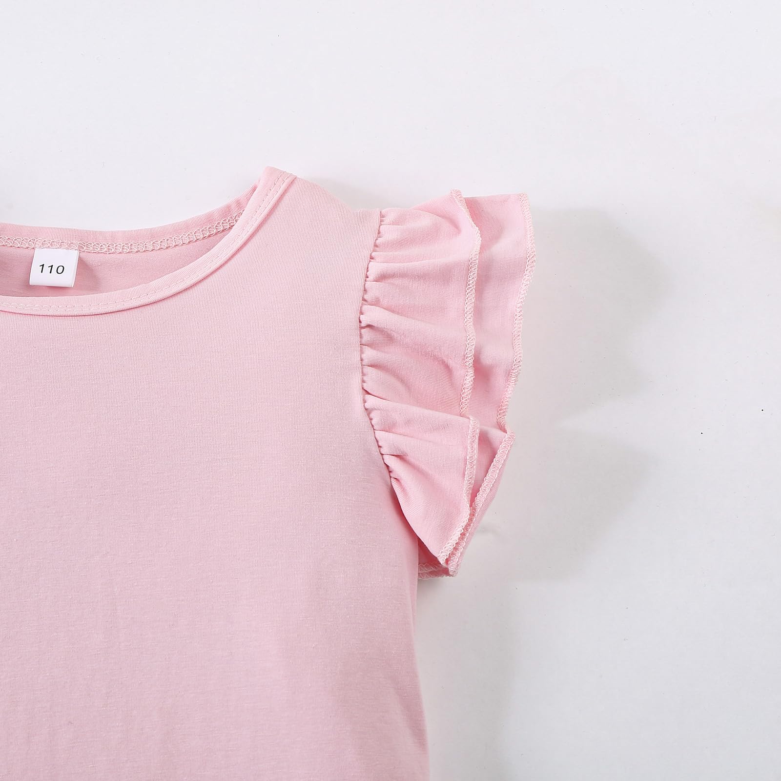 LYQTloml 12M-6Y Baby Girl Blouse Toddler Ruffle T-Shirts Kids Girl Solid Color Tee Casual Tops for Girls