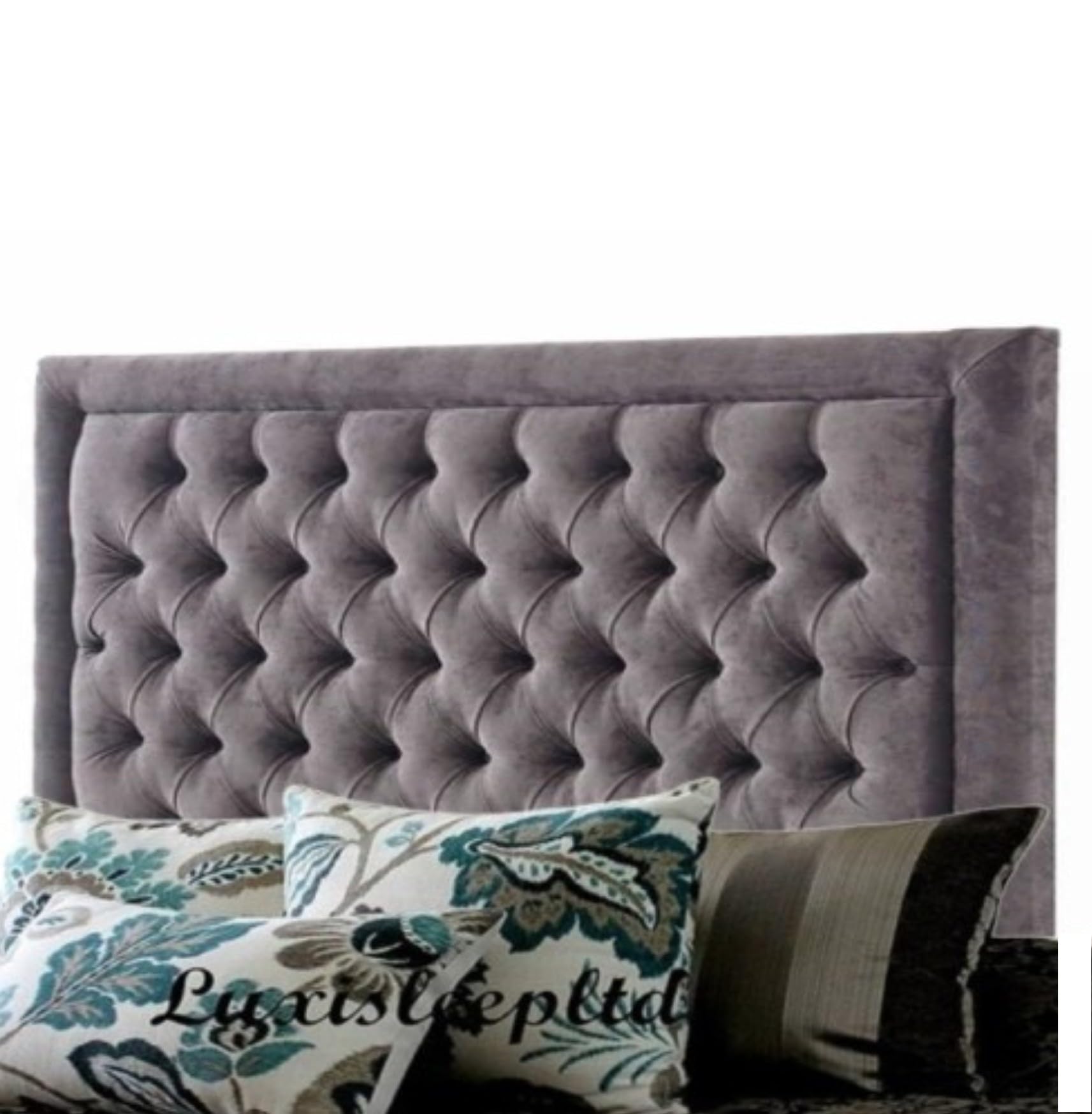 luxisleepltd Chesterfield Bumper Plush Velvet Upholstered Headboard,26'' 30'' 36''Tall, 3FT,4FT6, 5FT Wide for Divan Bed (Black, 4ft6-36''Tall)