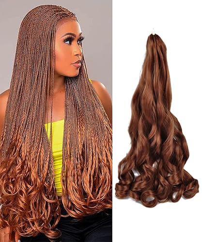 8 paquetes de cabello trenzado francés rizado con gancho de ganchillo, cabello trenzado preestirado de 24 pulgadas para mujeres negras,