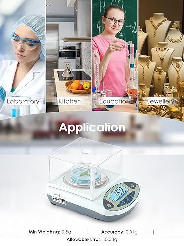 Miniatura 7 de CGOLDENWALL Balanza de laboratorio de precisión de 35.27oz x 0.00oz, equilibrio analítico digital, balanza de laboratorio, escala científica de