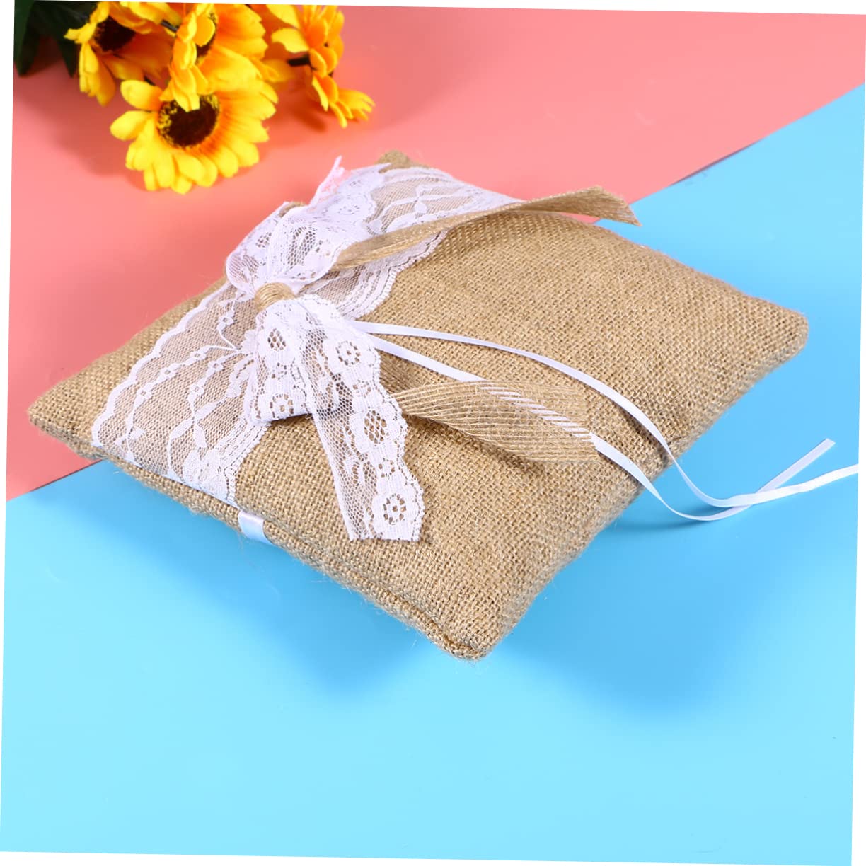 15x15cm Ceremonia Almohada Portaanillos De Boda - Encaje Y Arpillera, Para  Ceremonias Y Regalos Esparteñas Mujer, image size:1224x1224